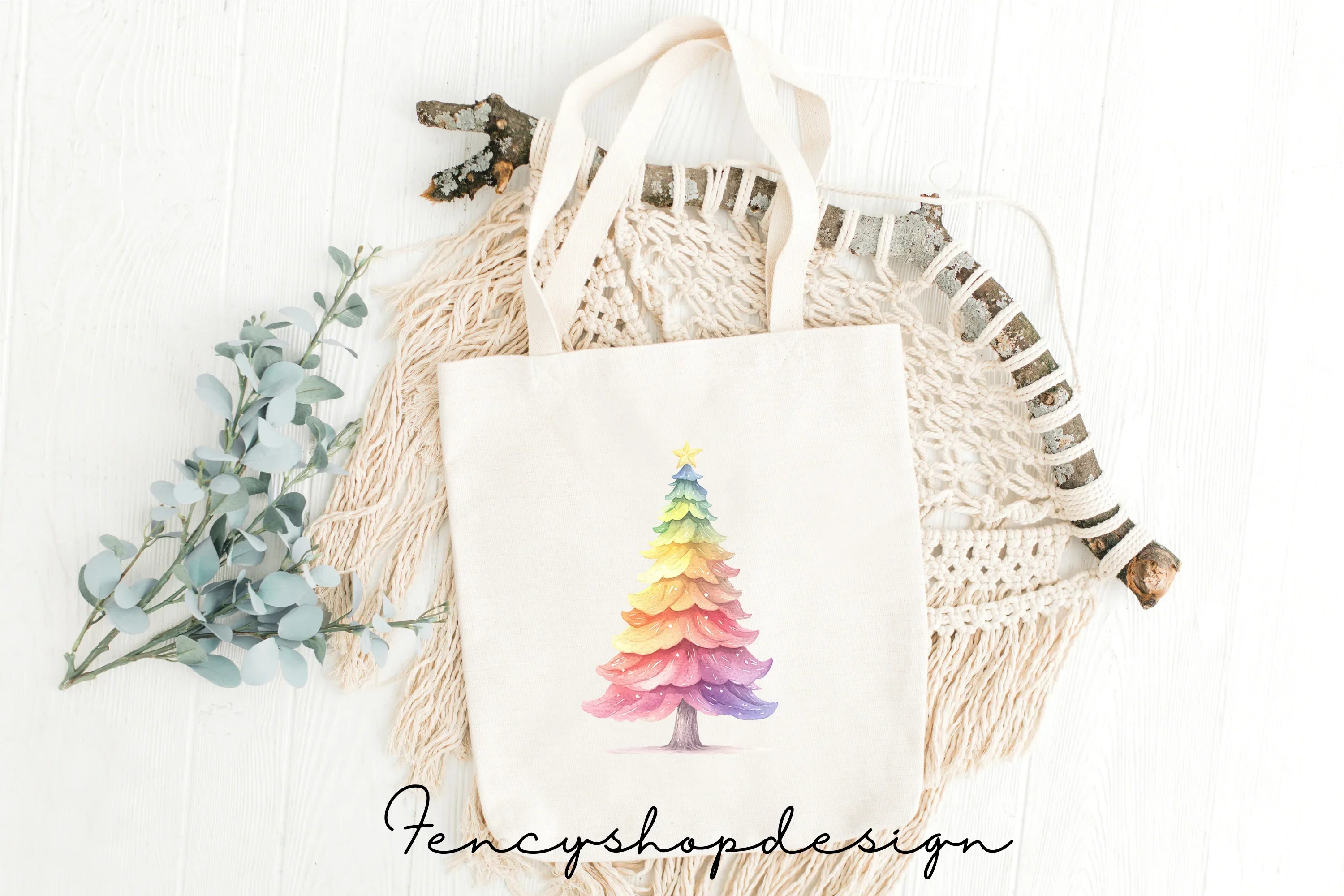 Rainbow Christmas Tree Clipart Bundle - Image 8