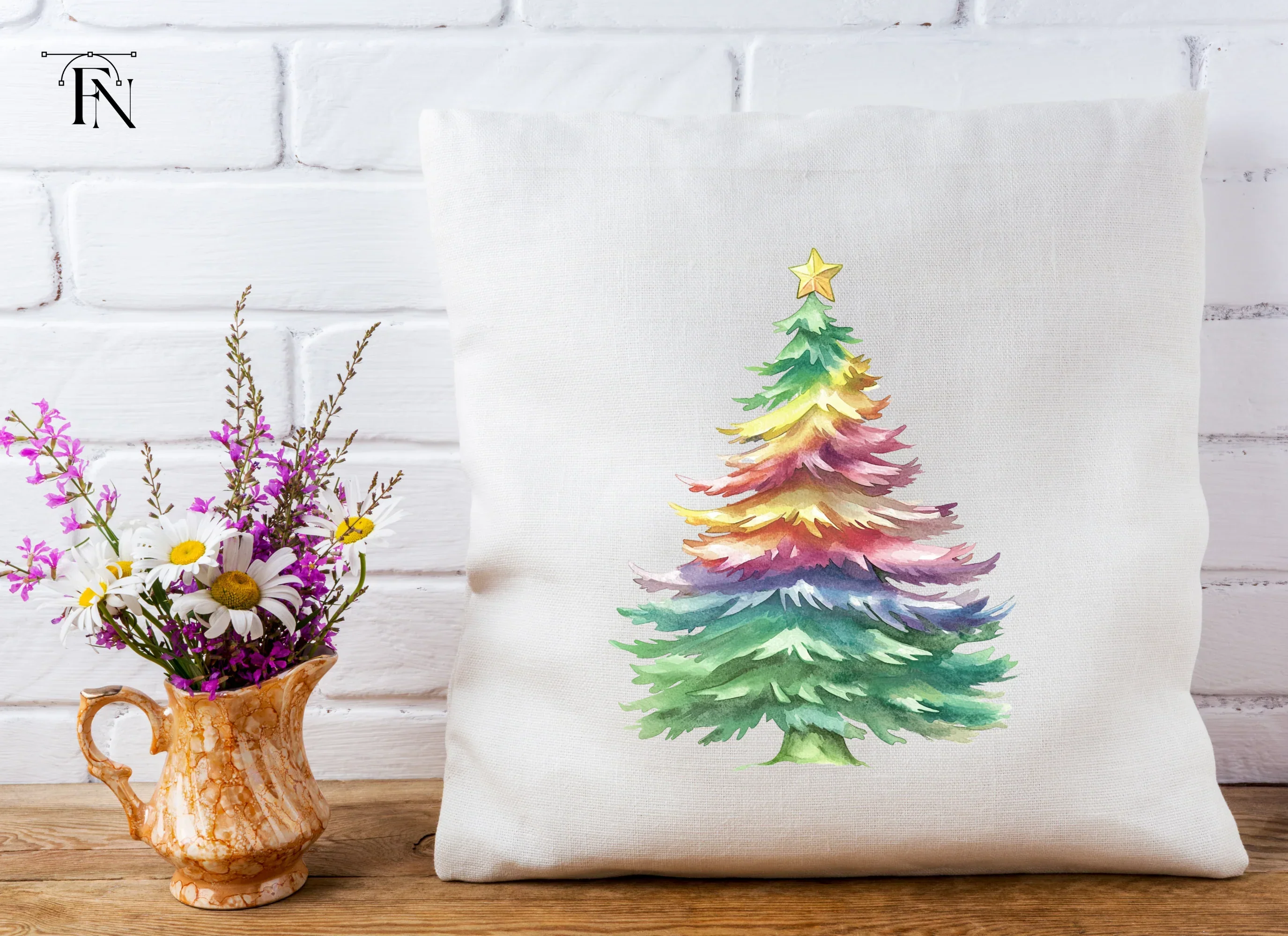 Rainbow Christmas Trees Clipart Bundle - Image 6