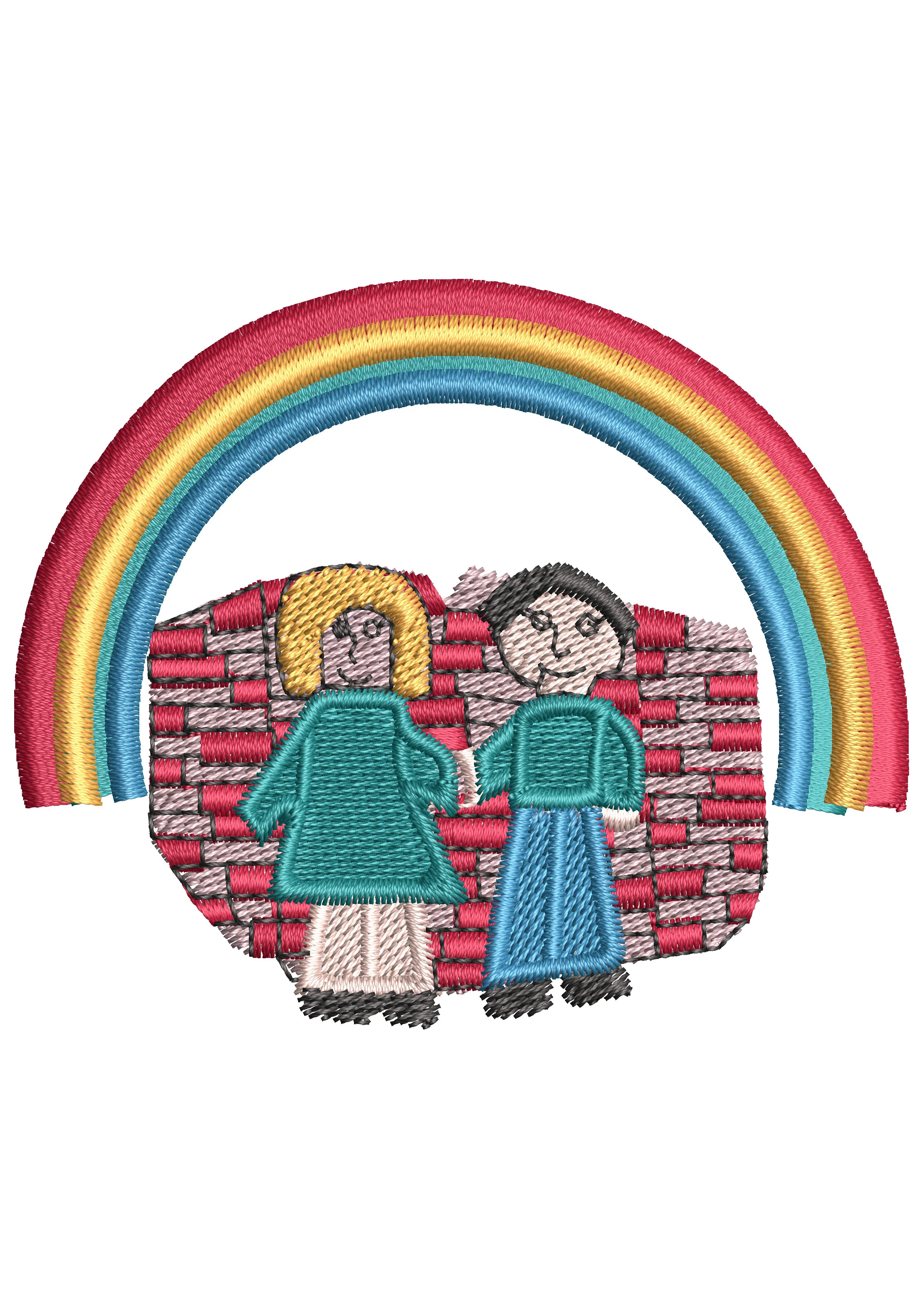 Rainbow Couple Embroidery Design
