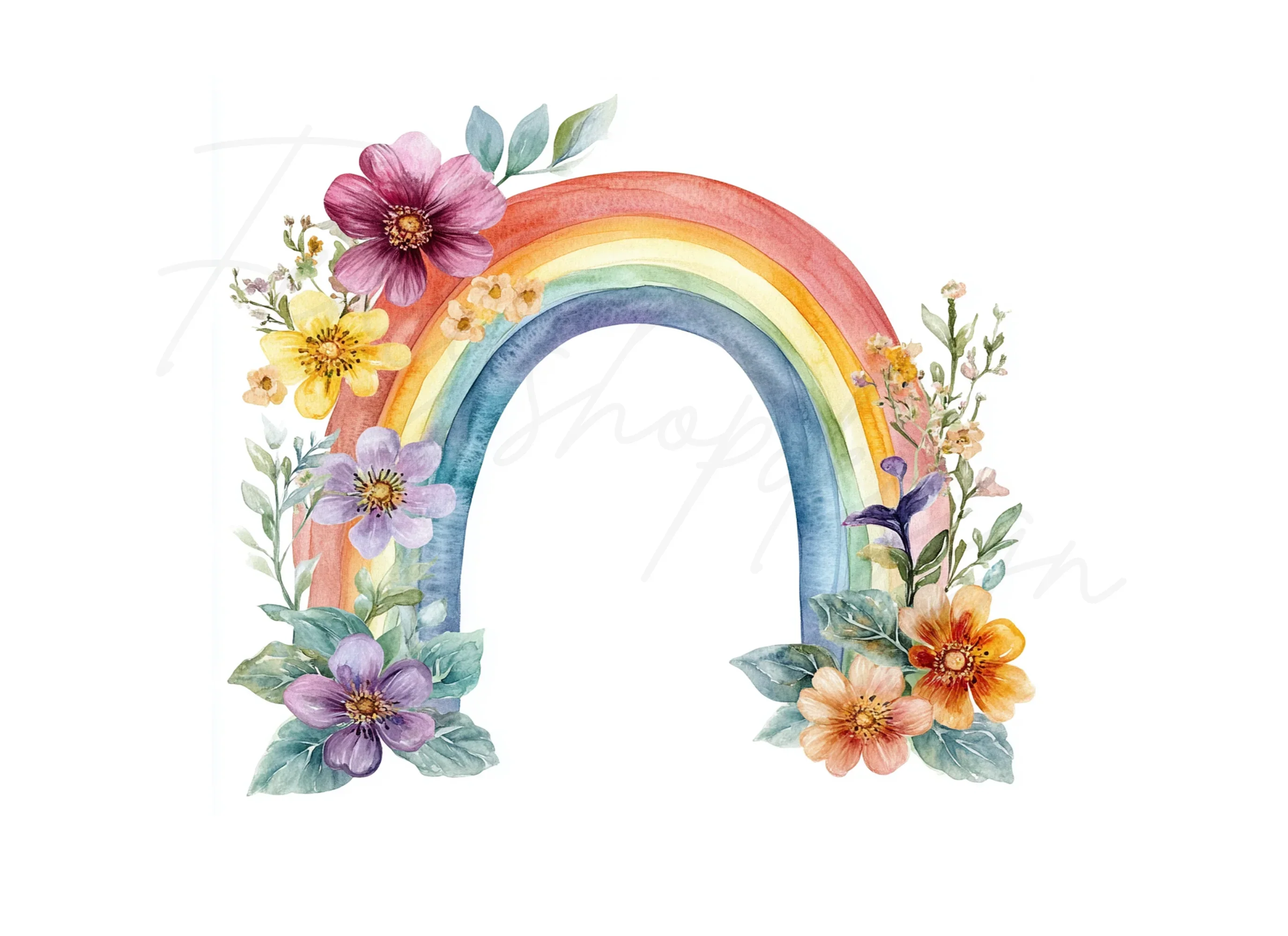 Rainbow Floral Clipart Bundle - Image 2