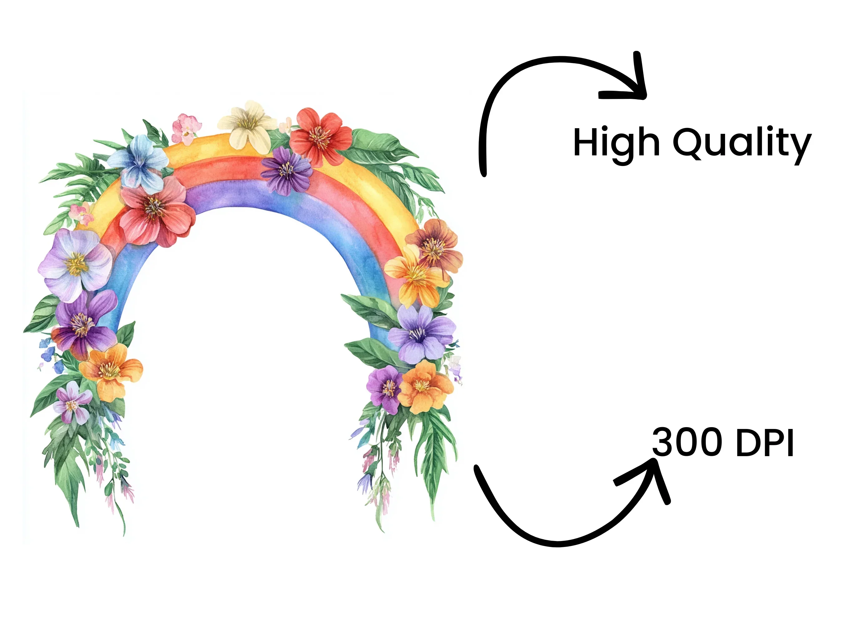 Rainbow Floral Clipart Bundle - Image 4