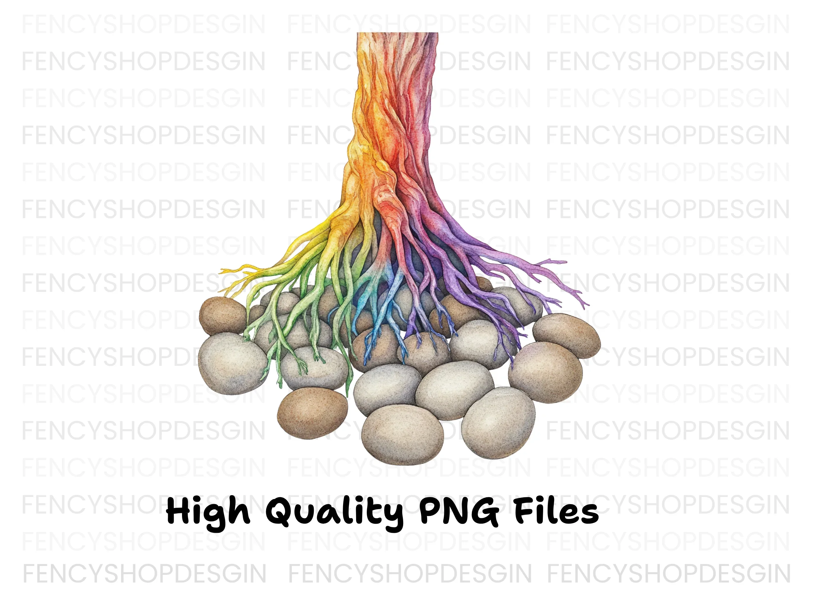Rainbow Tree Roots and River Stones Clipart Bundle - Image 2