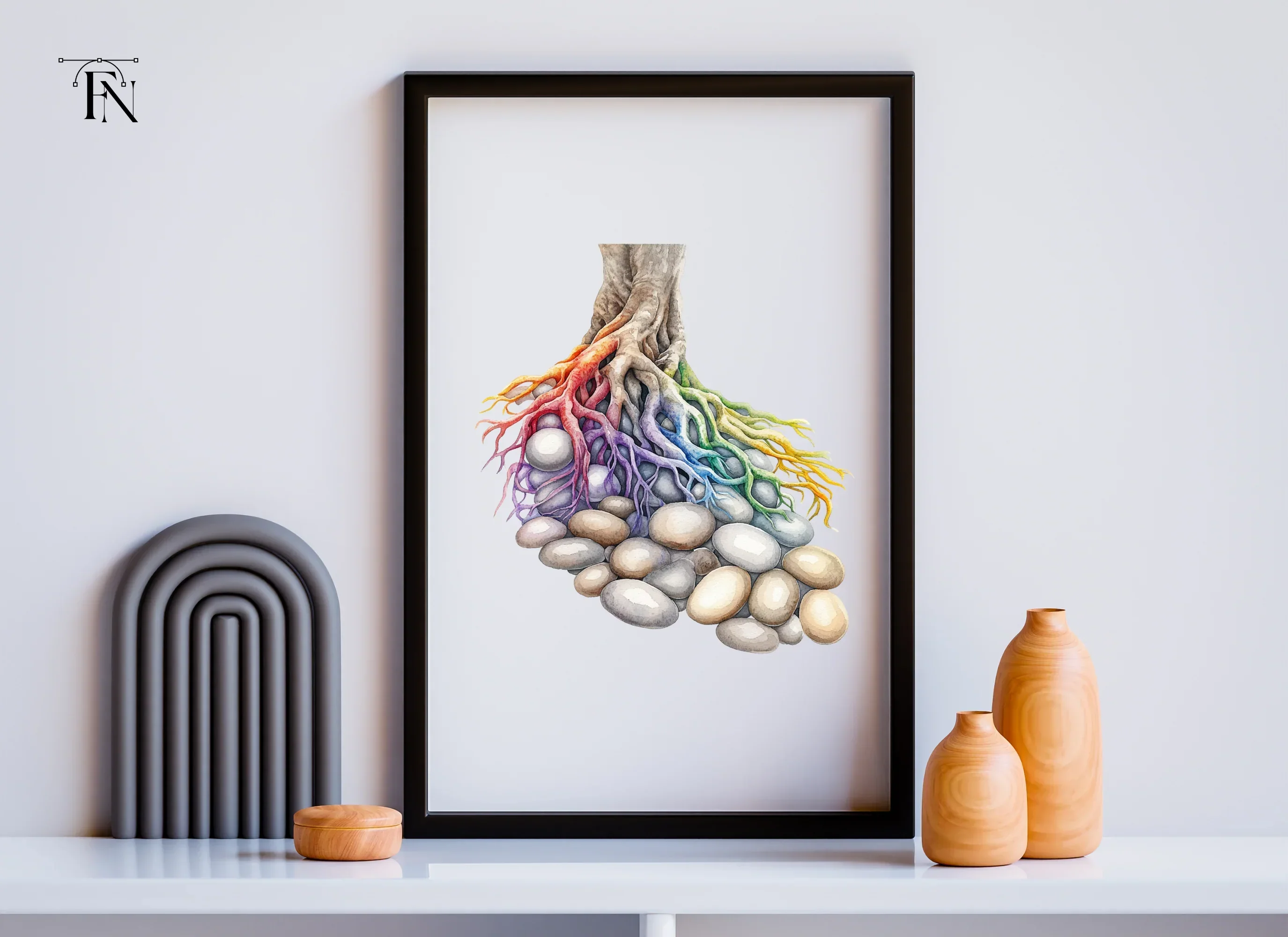 Rainbow Tree Roots and River Stones Clipart Bundle - Image 3