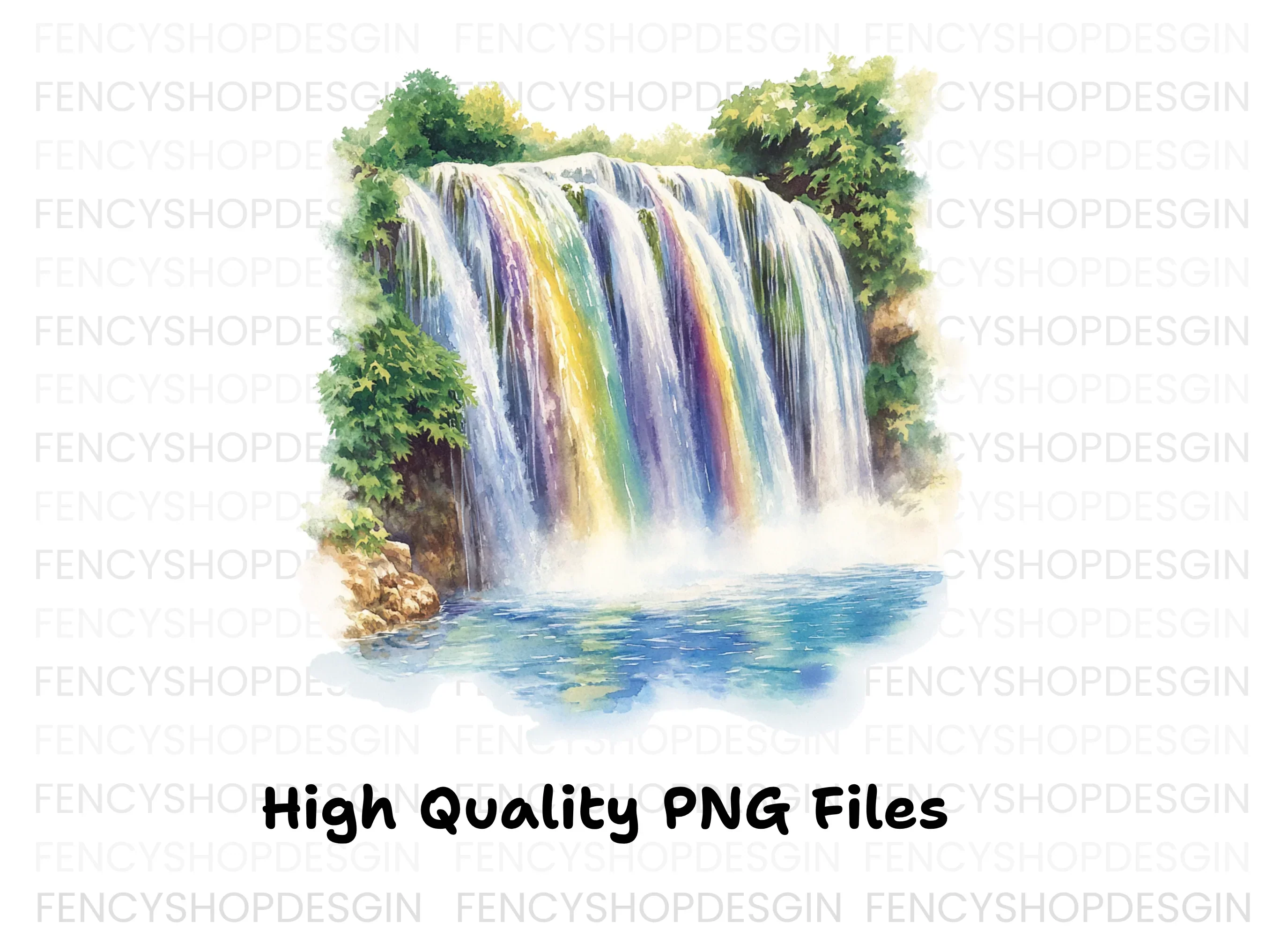 Rainbow Waterfall Clipart Bundle - Image 2