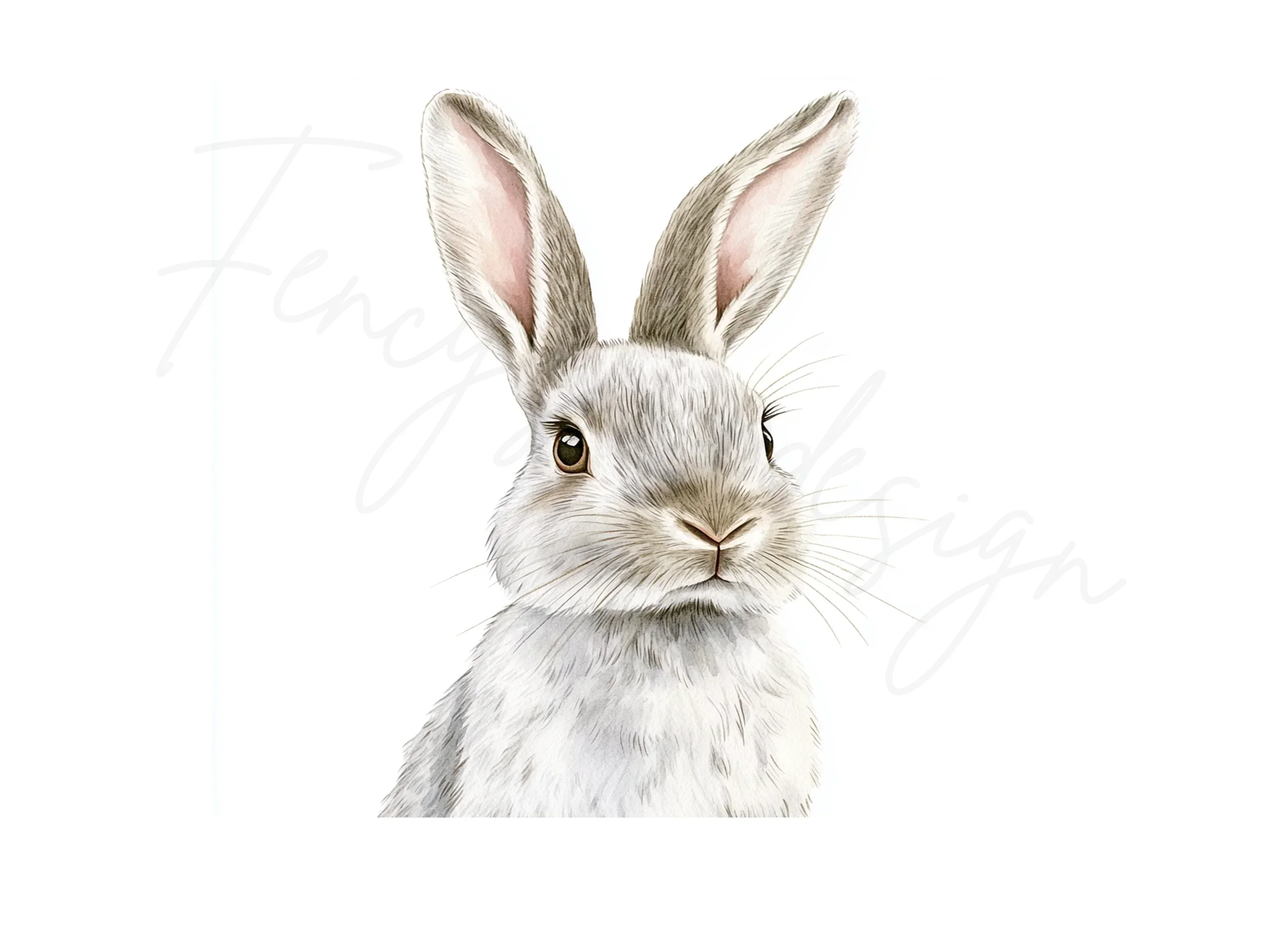 Realistic Grey Rabbit Head Clipart Bundle - Image 3