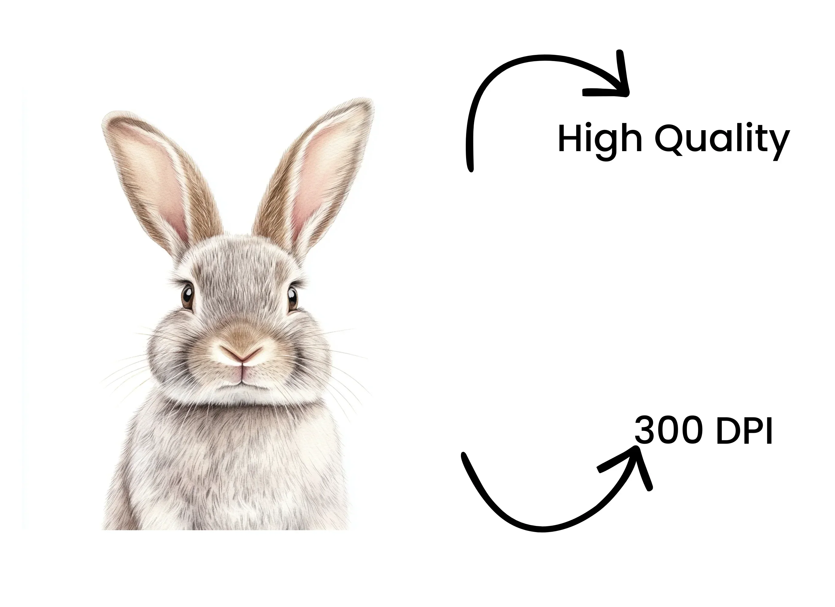 Realistic Grey Rabbit Head Clipart Bundle - Image 4