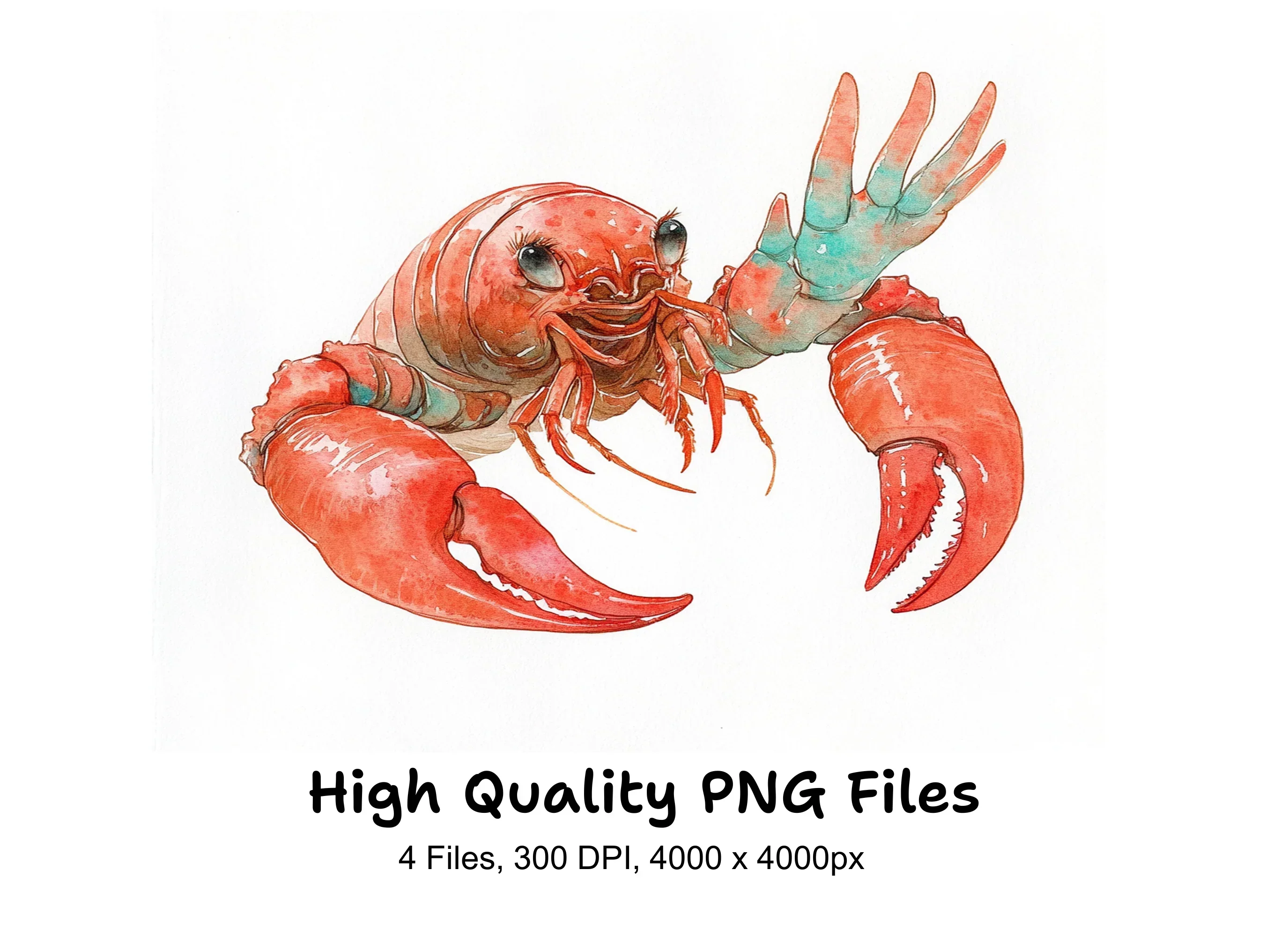 Realistic Red Crawfish Clipart Bundle