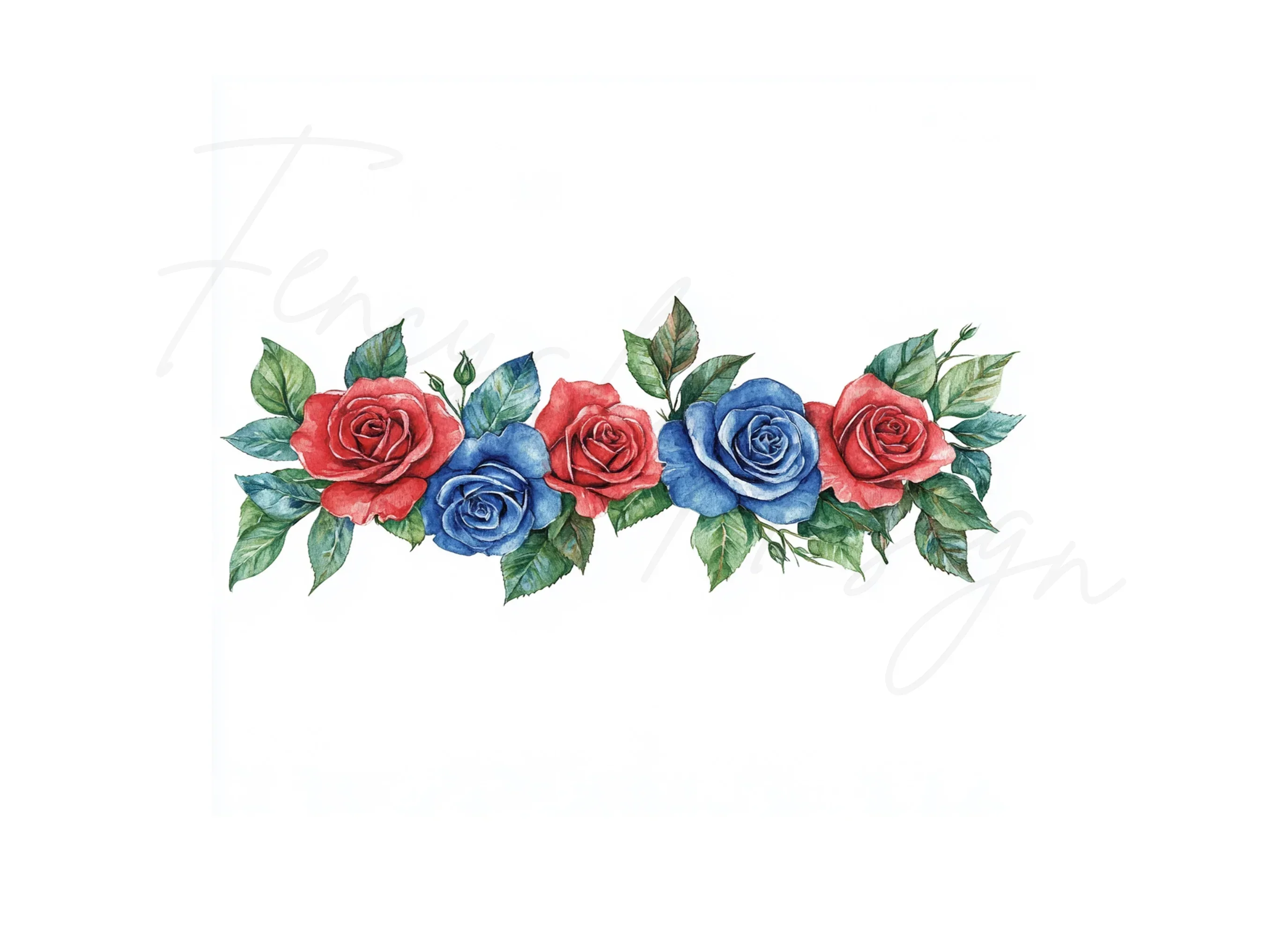 Red and Blue Rose Borders Clipart Bundle - Image 2