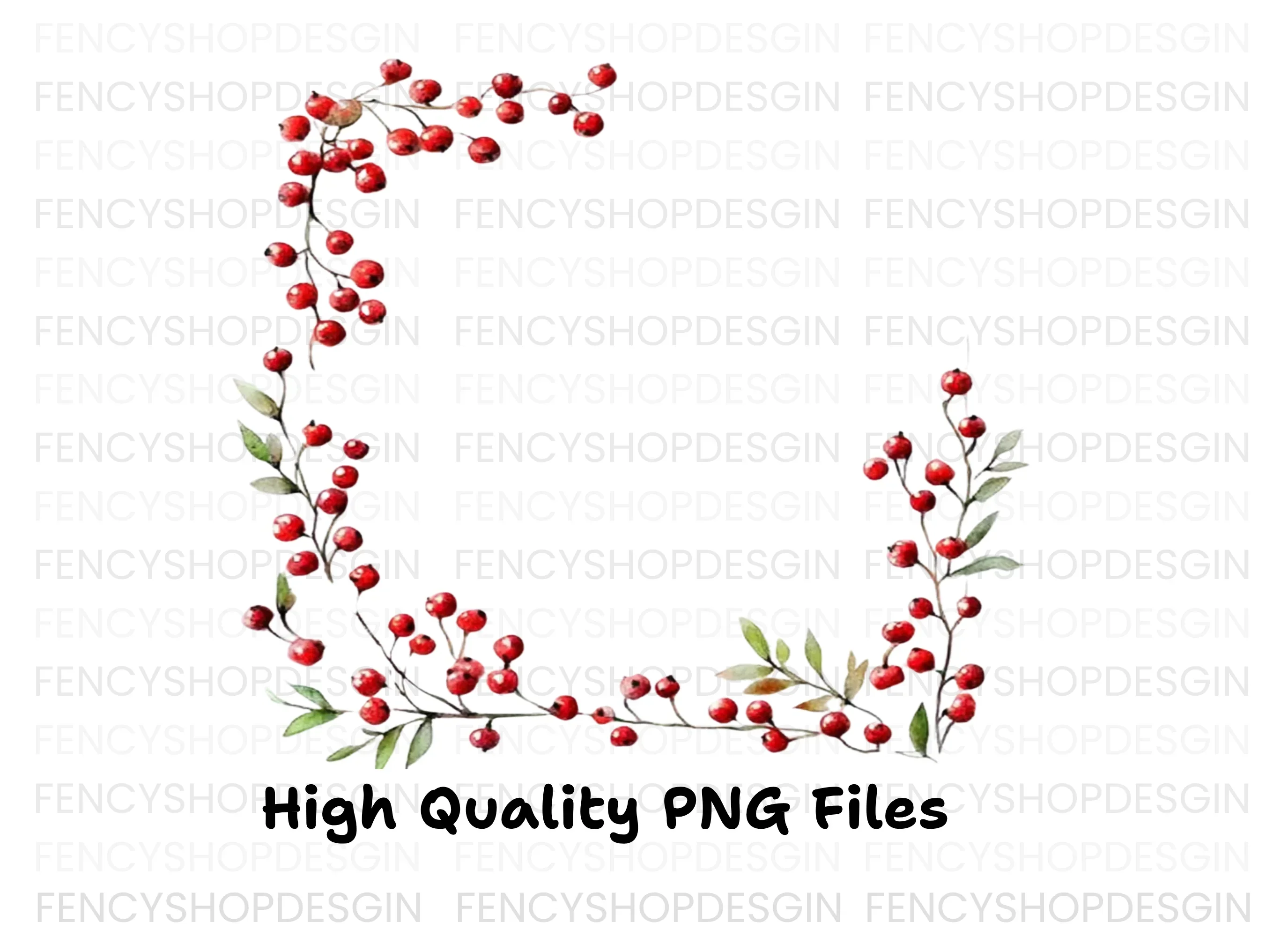 Red Berry Leaf Frames Clipart Bundle - Image 3