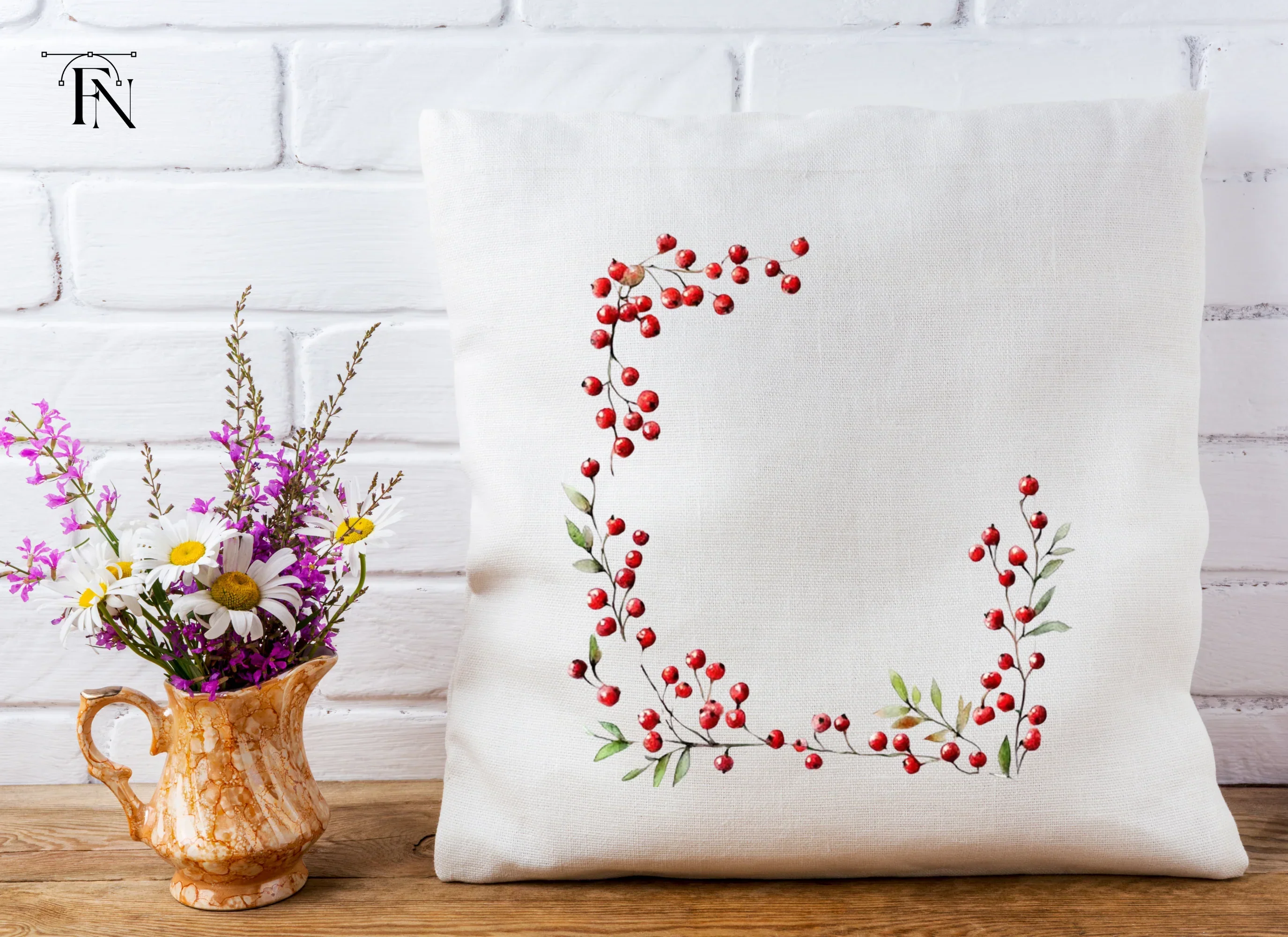 Red Berry Leaf Frames Clipart Bundle - Image 5