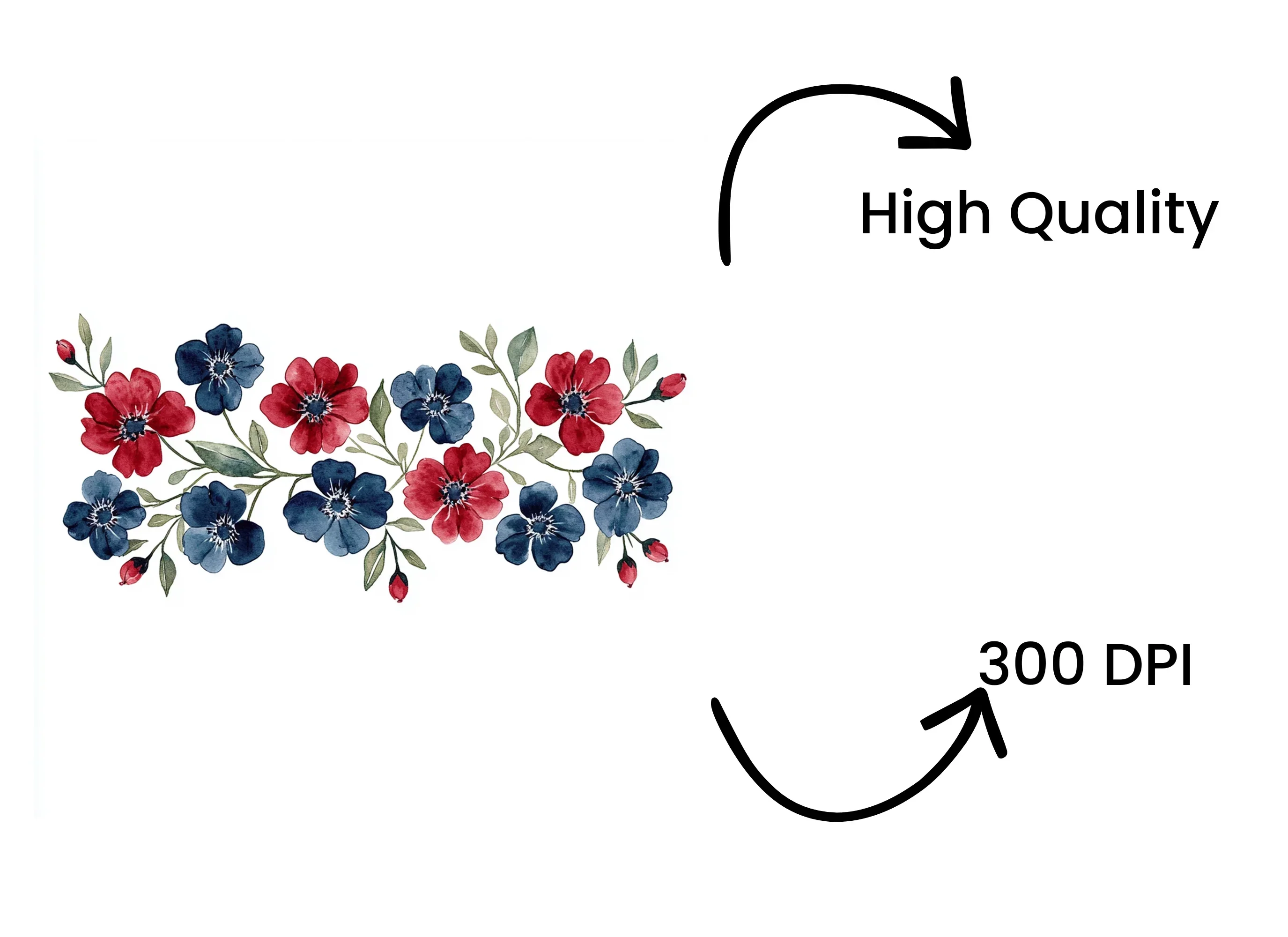 Red Blue Floral Elements Clipart Bundle - Image 4