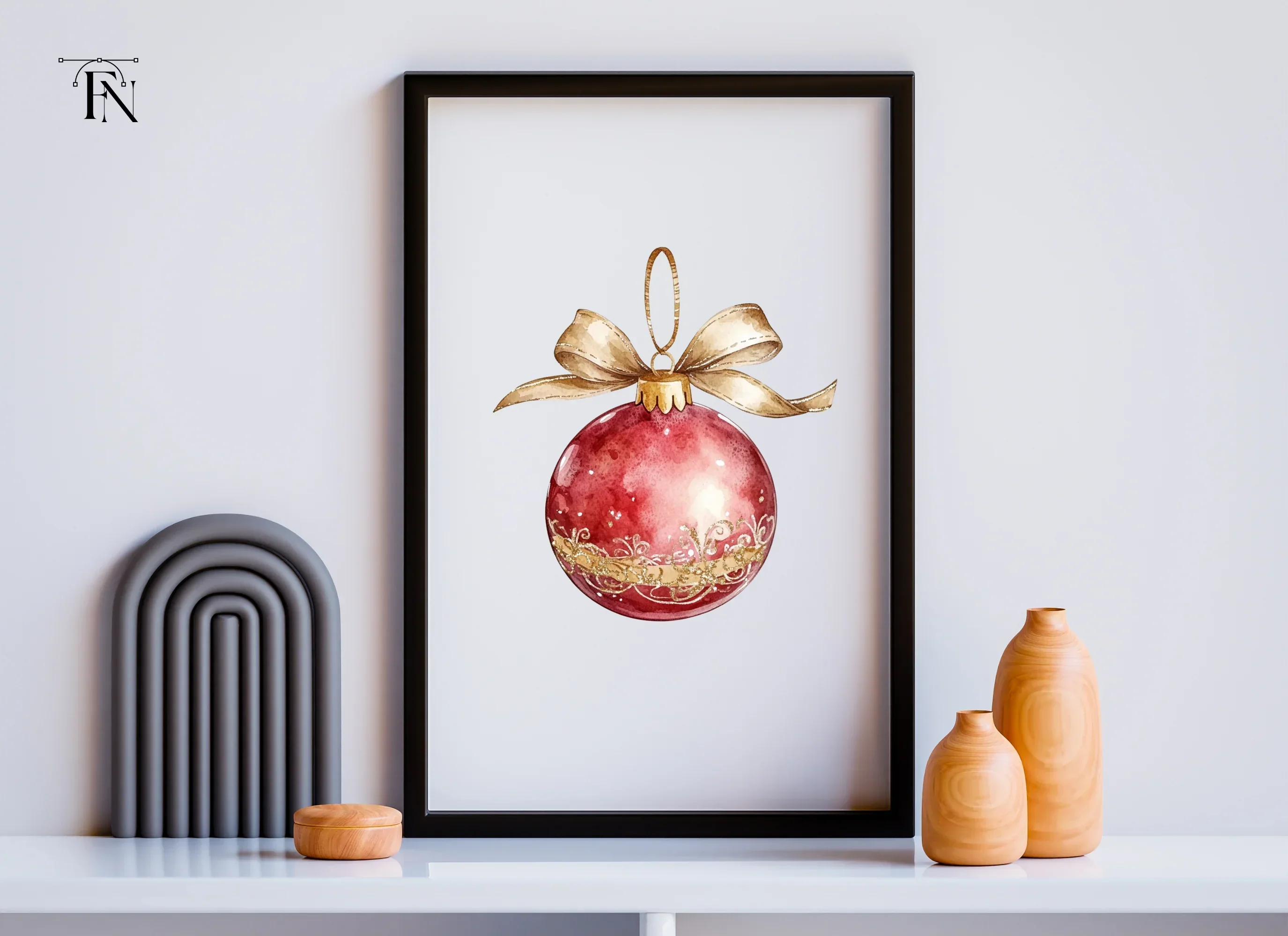 Red Christmas Baubles Clipart Bundle - Image 3