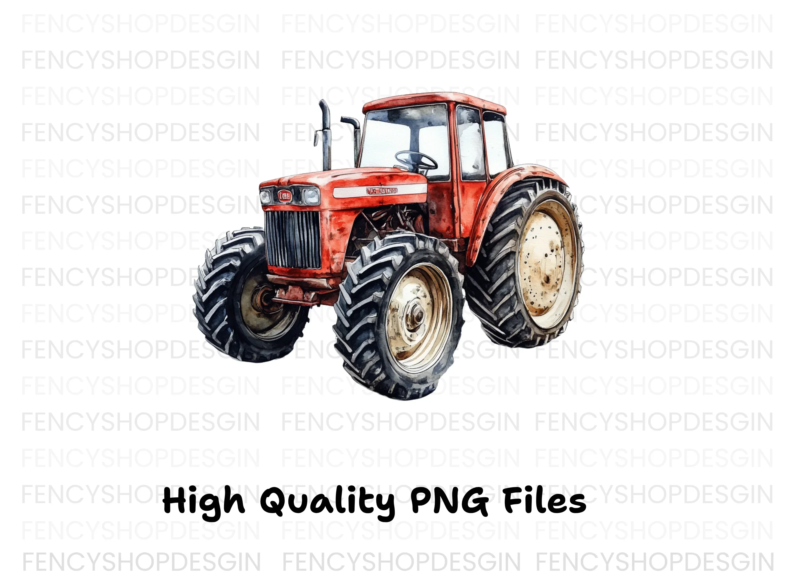 Red Farm Tractor Clipart Bundle - Image 3