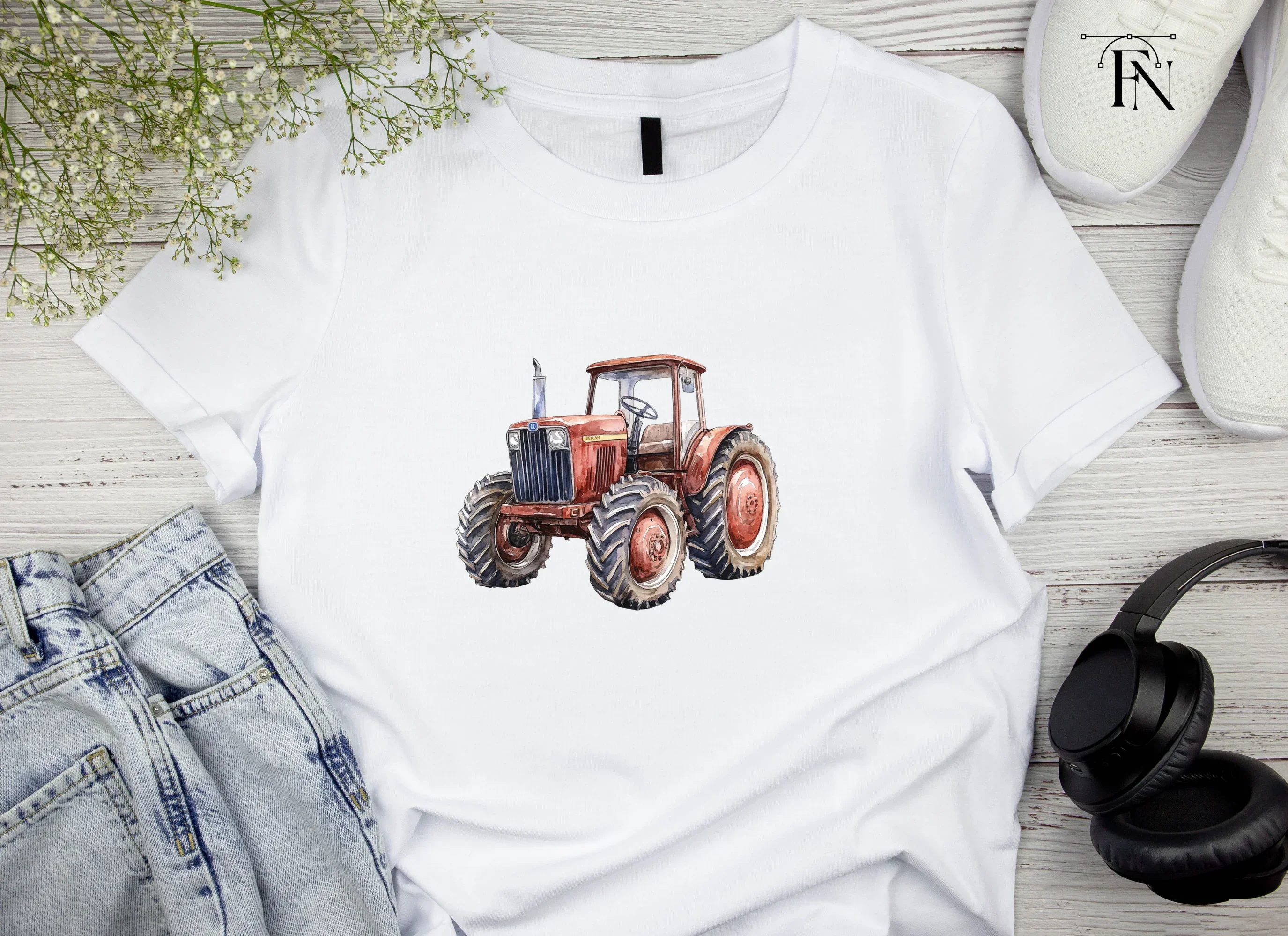 Red Farm Tractor Clipart Bundle - Image 4
