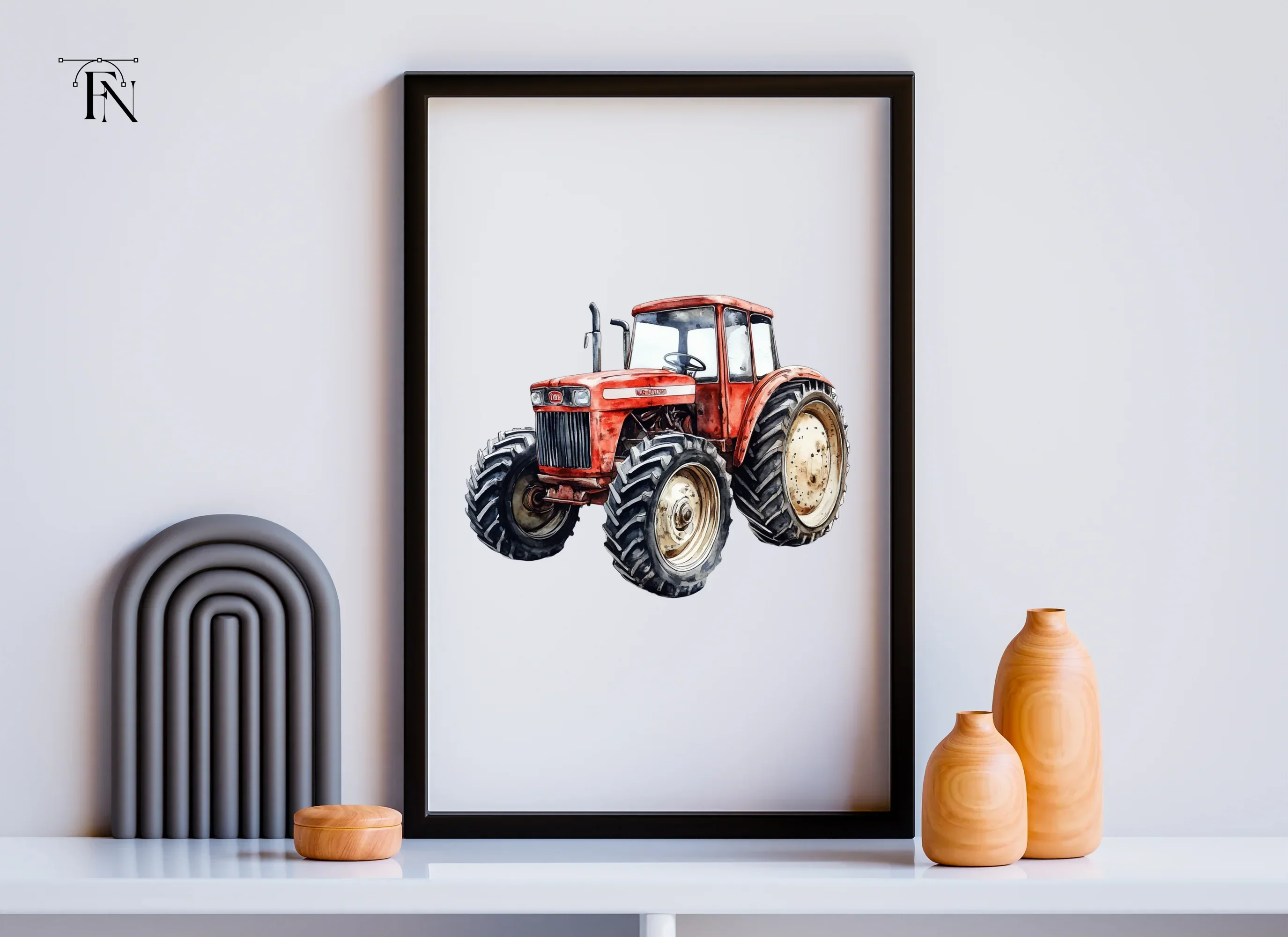 Red Farm Tractor Clipart Bundle - Image 6