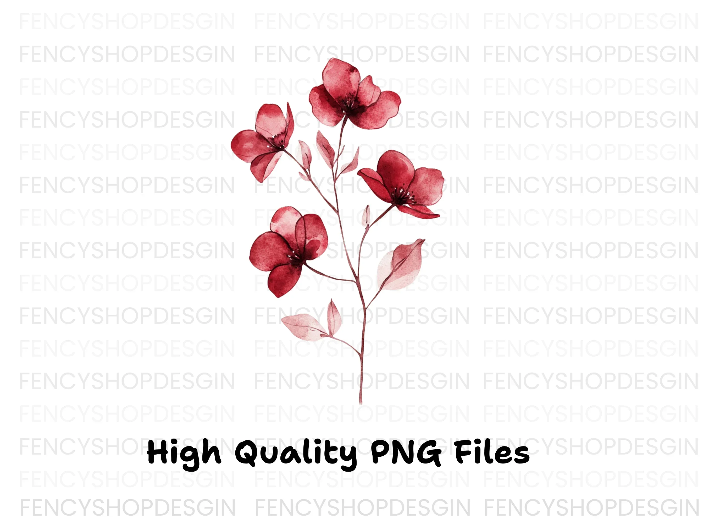 Red Flowers Clipart Bundle - Image 3