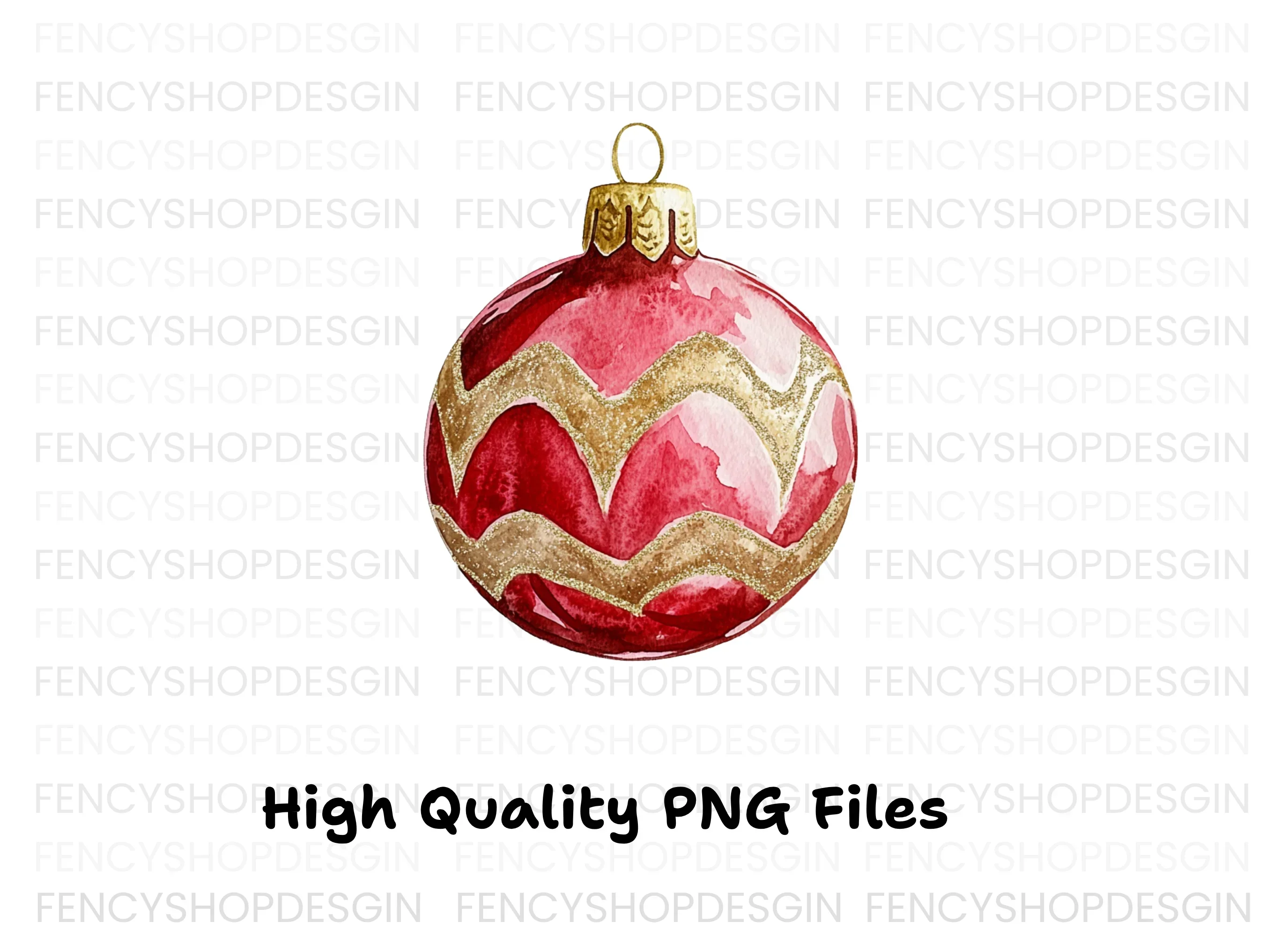 Red Gold Christmas Ornament Clipart Bundle - Image 2