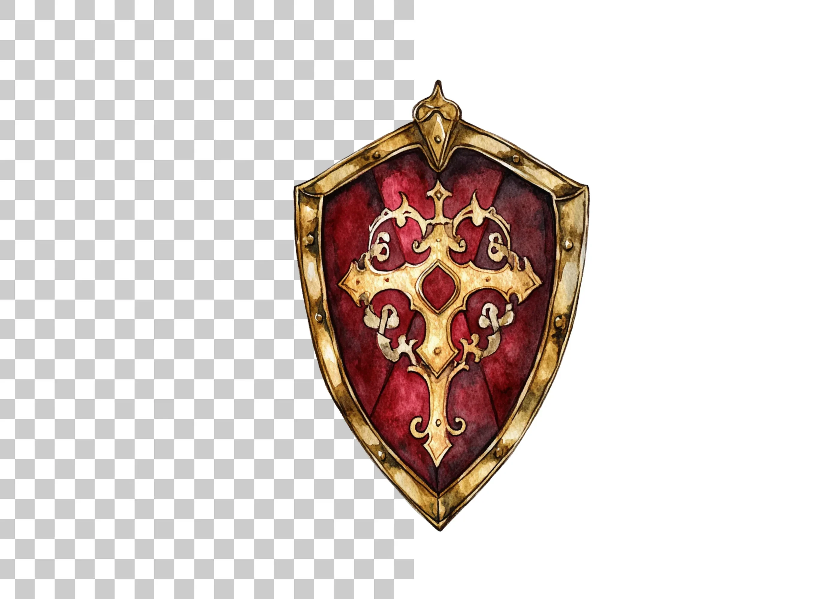 Red Gold Decorative Shield Clipart Bundle - Image 6