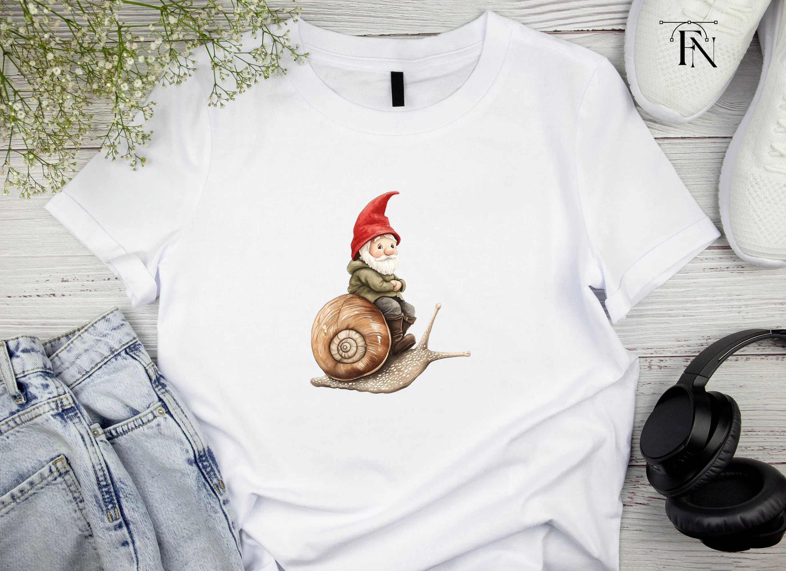 Red Hat Gnomes Riding Snails Clipart Bundle - Image 4