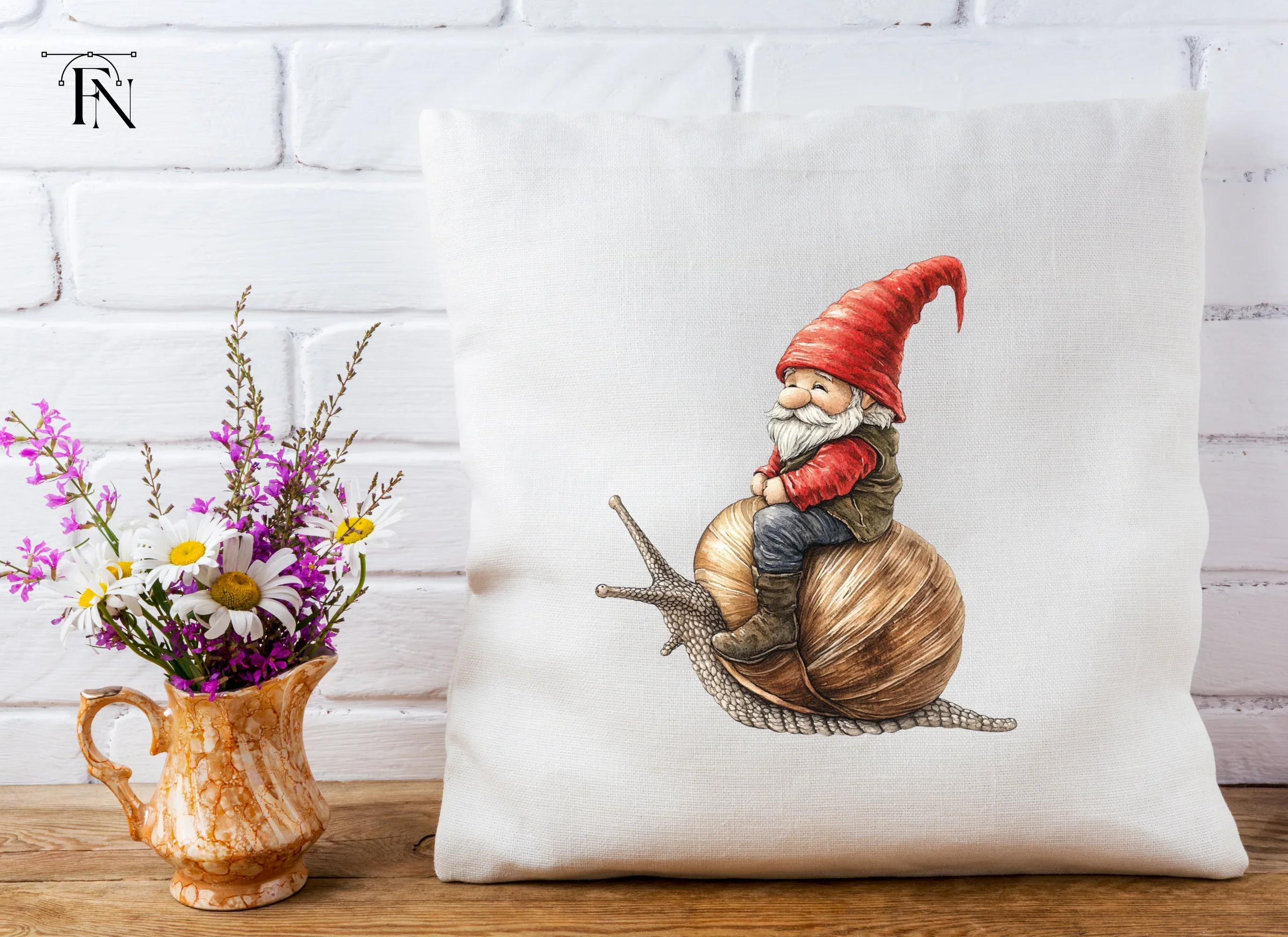 Red Hat Gnomes Riding Snails Clipart Bundle - Image 5
