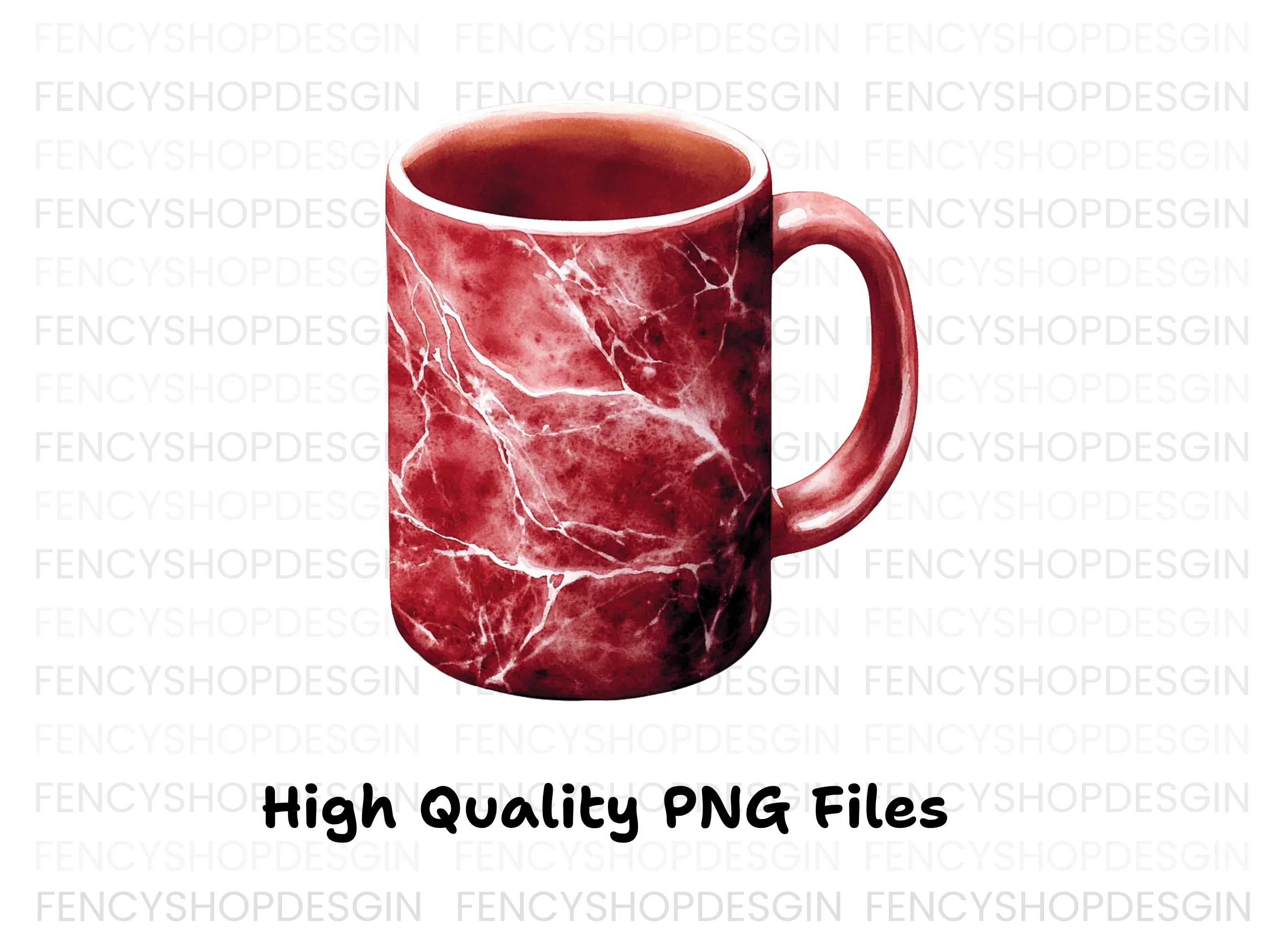 Red Marble Pattern Coffee Clipart Bundle - Image 3