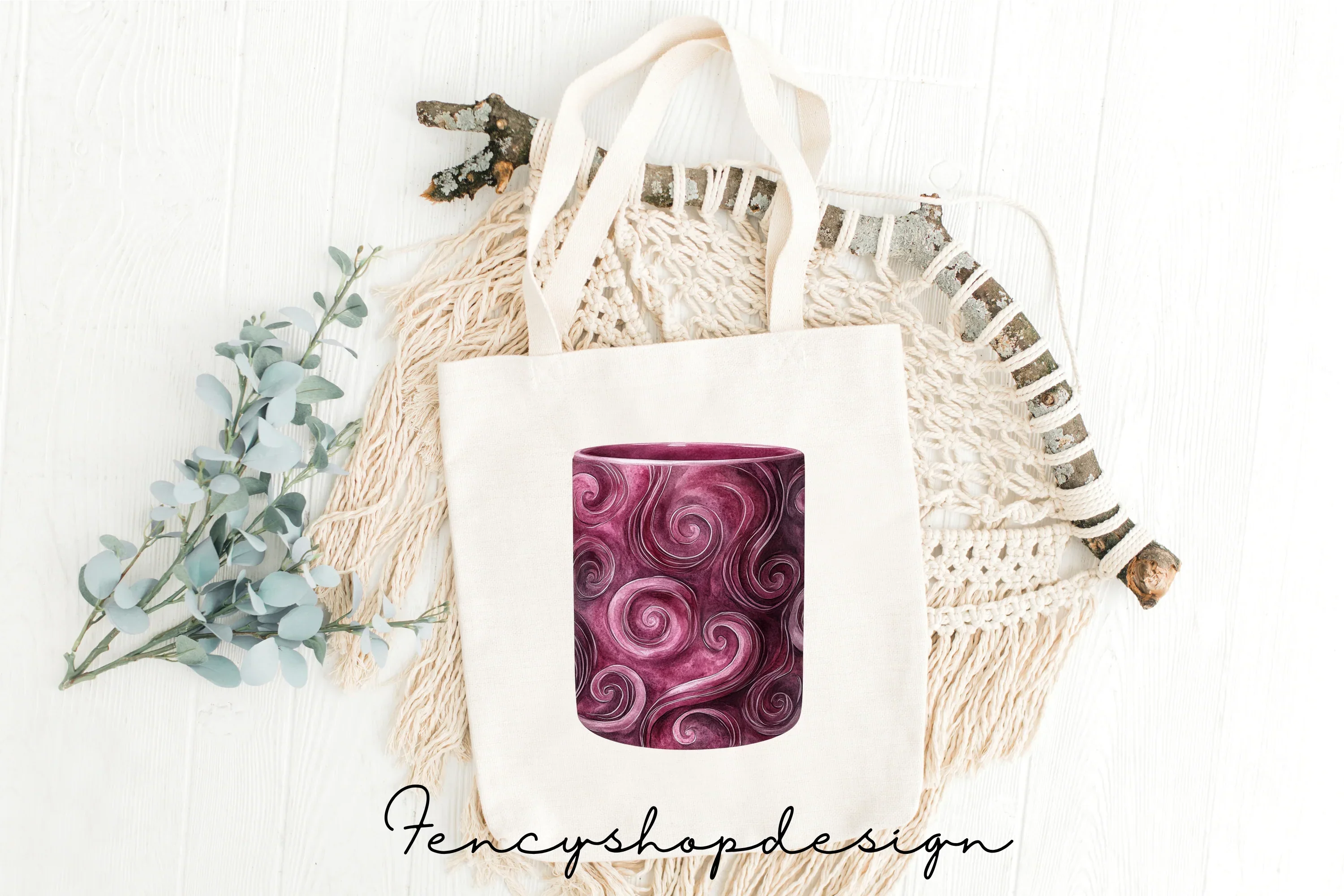 Red Marble Swirl Textured Mugs Clipart Bundle - Image 8