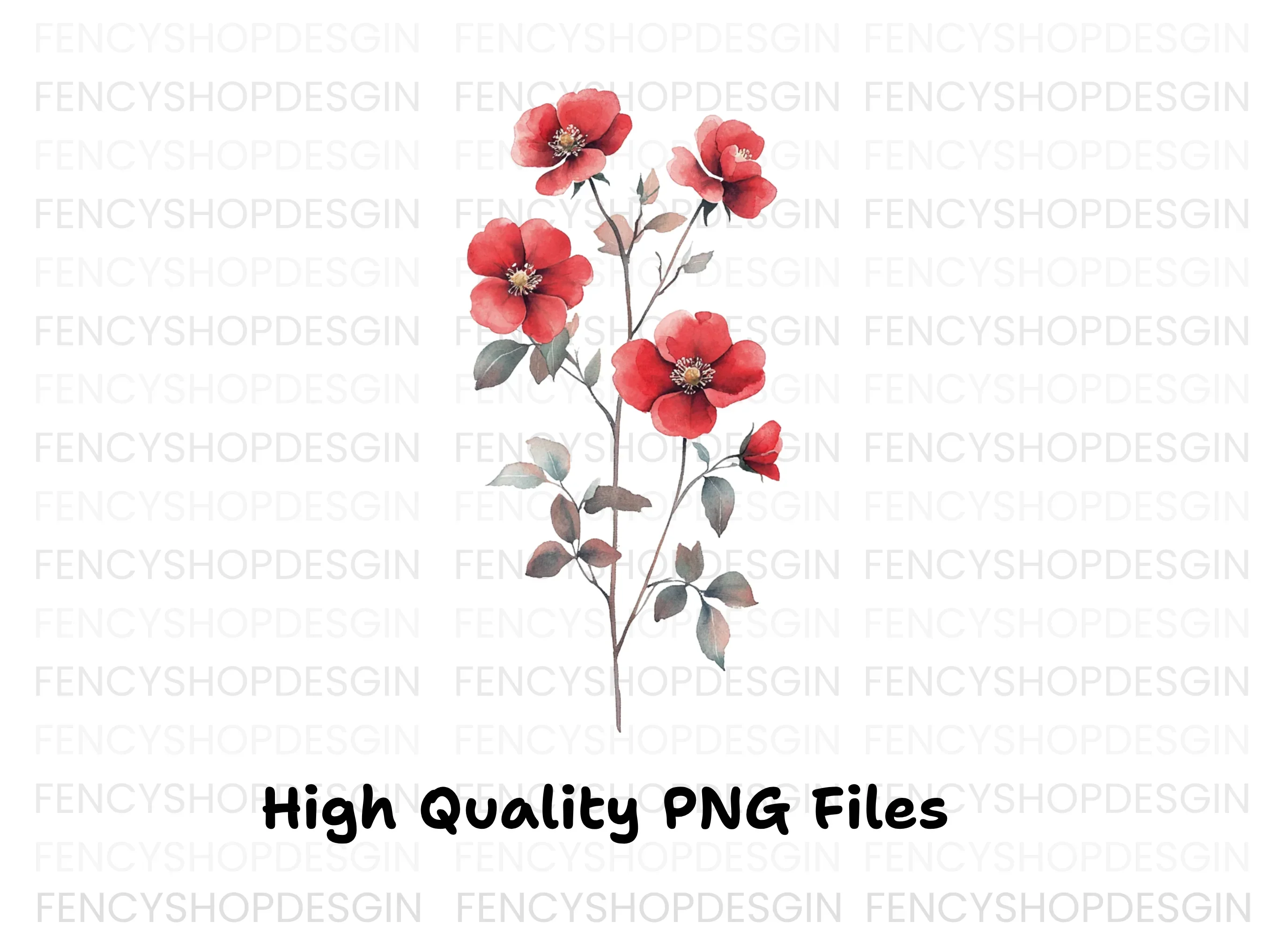 Red Rose Branch Clipart Bundle - Image 4