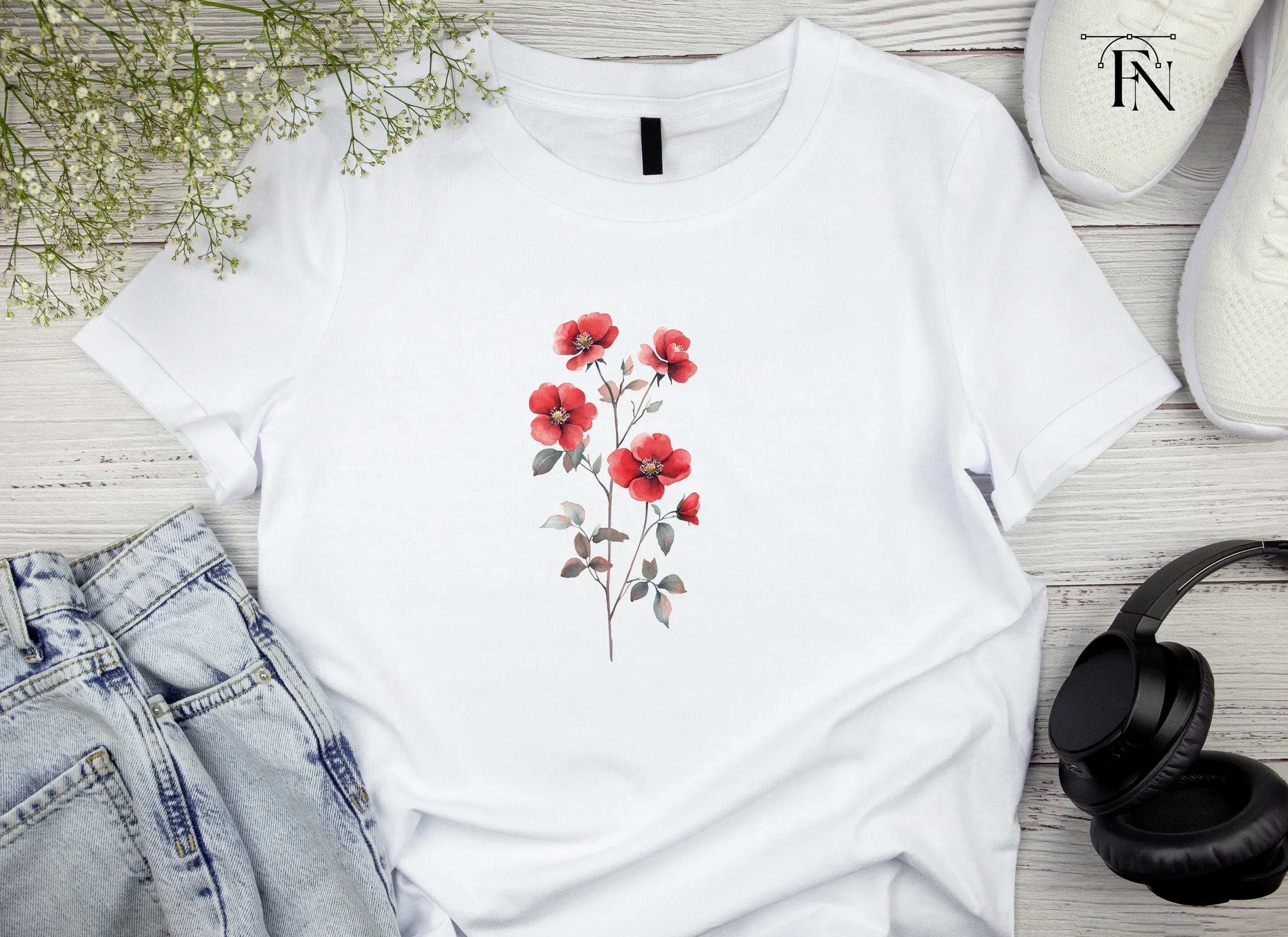 Red Rose Branch Clipart Bundle - Image 5