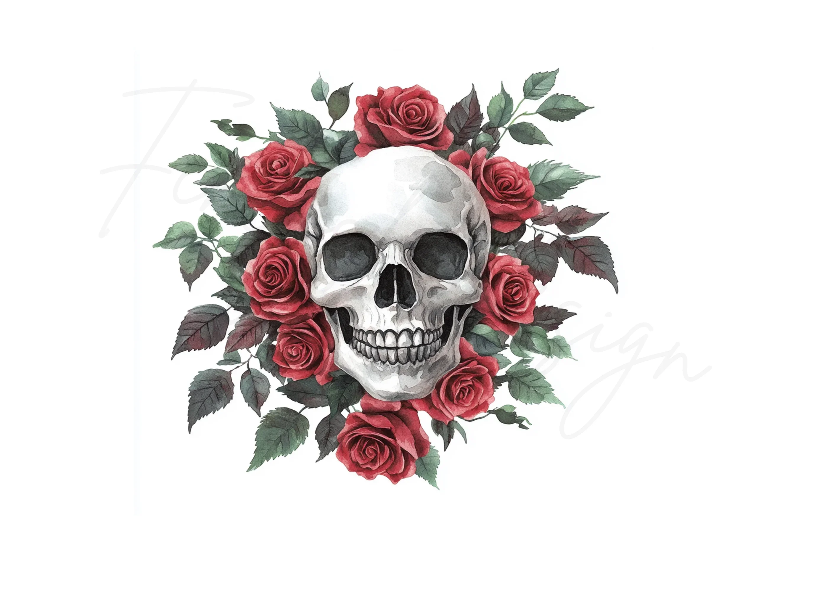 Red Rose Skull Clipart Bundle - Image 3