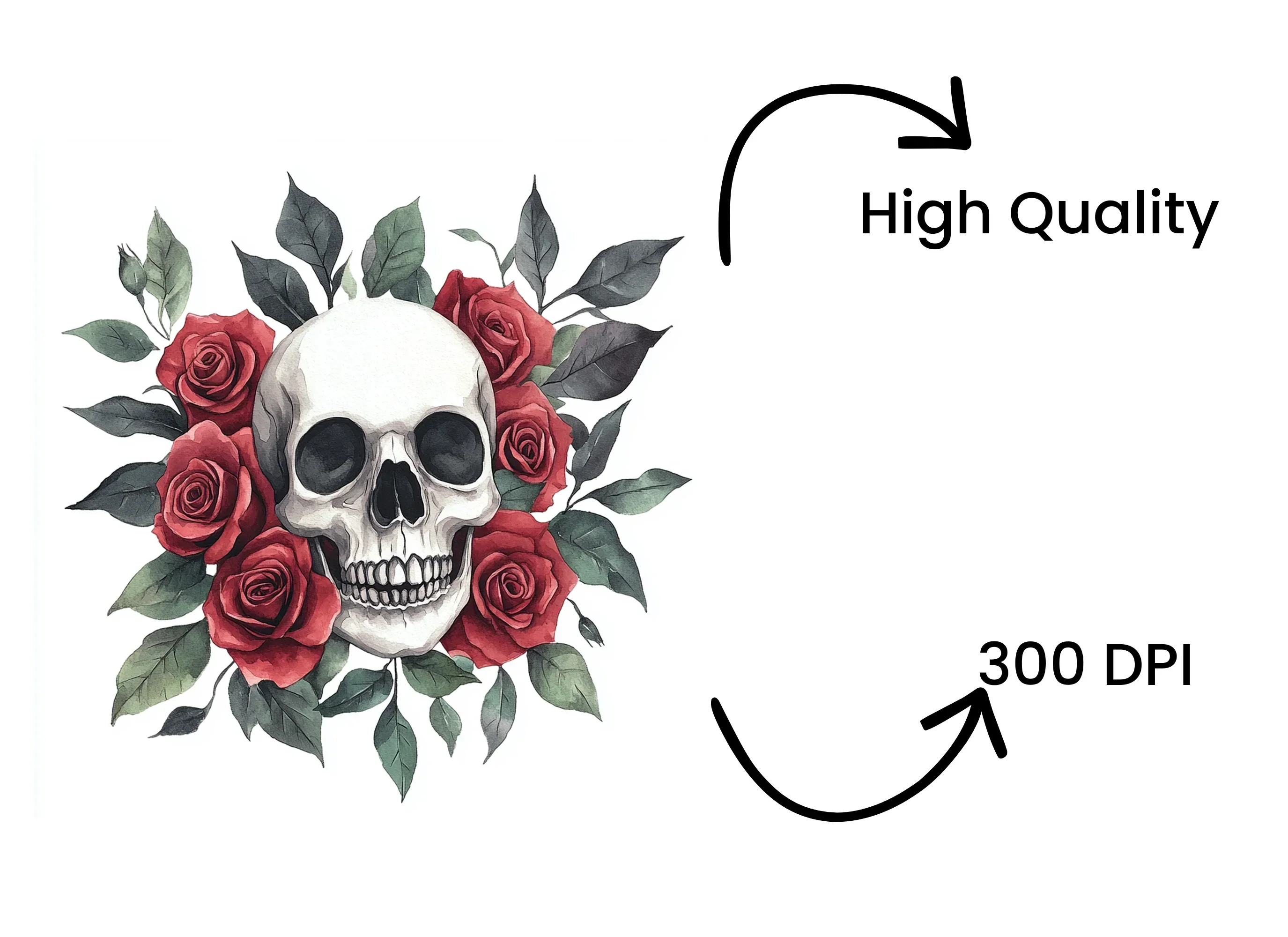 Red Rose Skull Clipart Bundle - Image 4