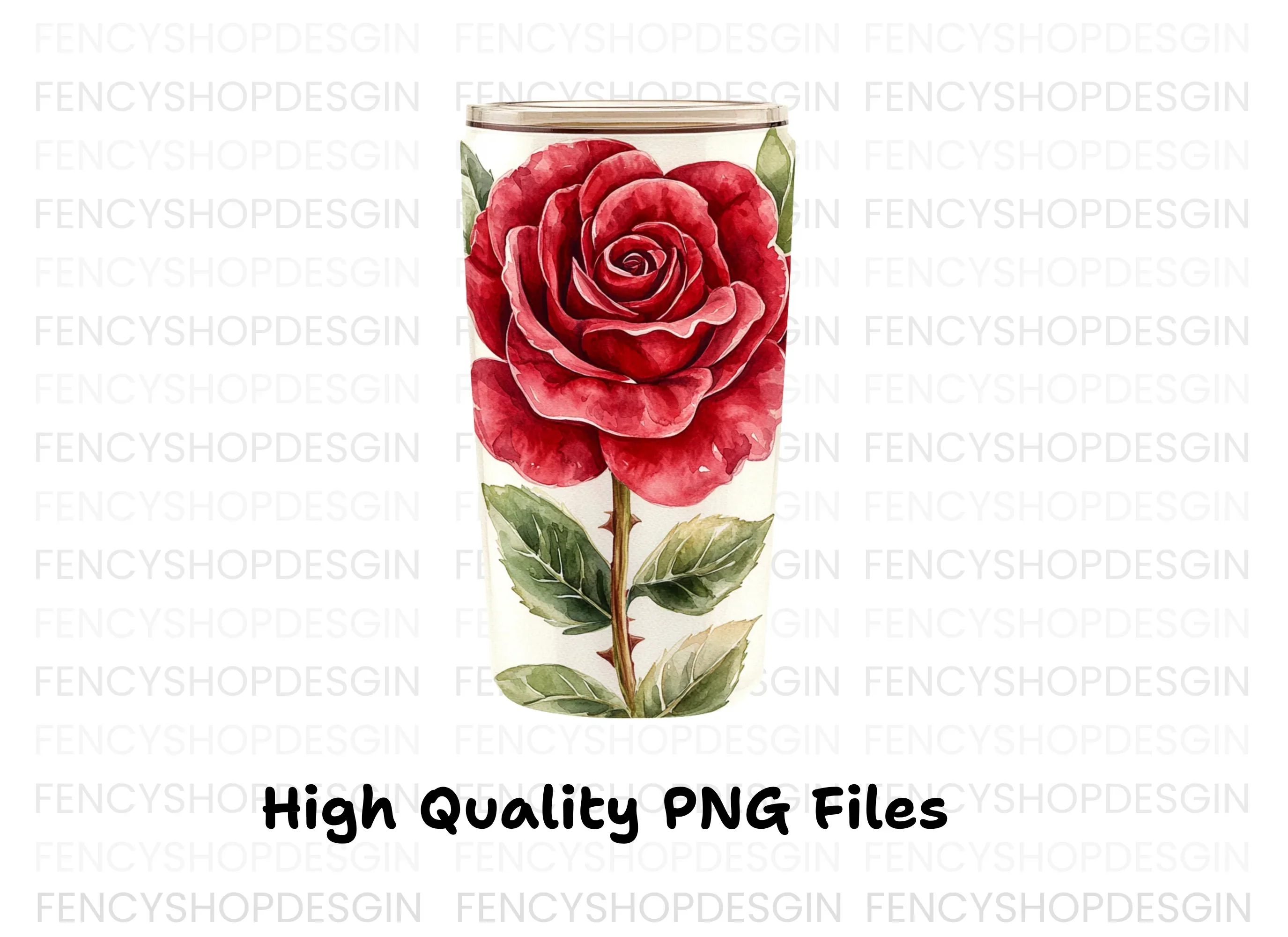 Red Rose Tumbler Clipart Bundle - Image 3