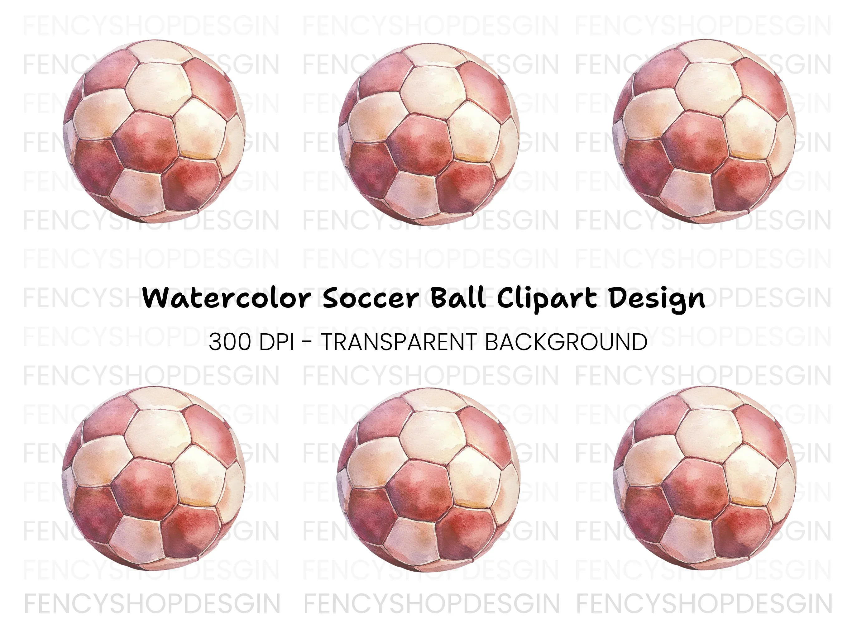 Red Soccer Ball Clipart Bundle