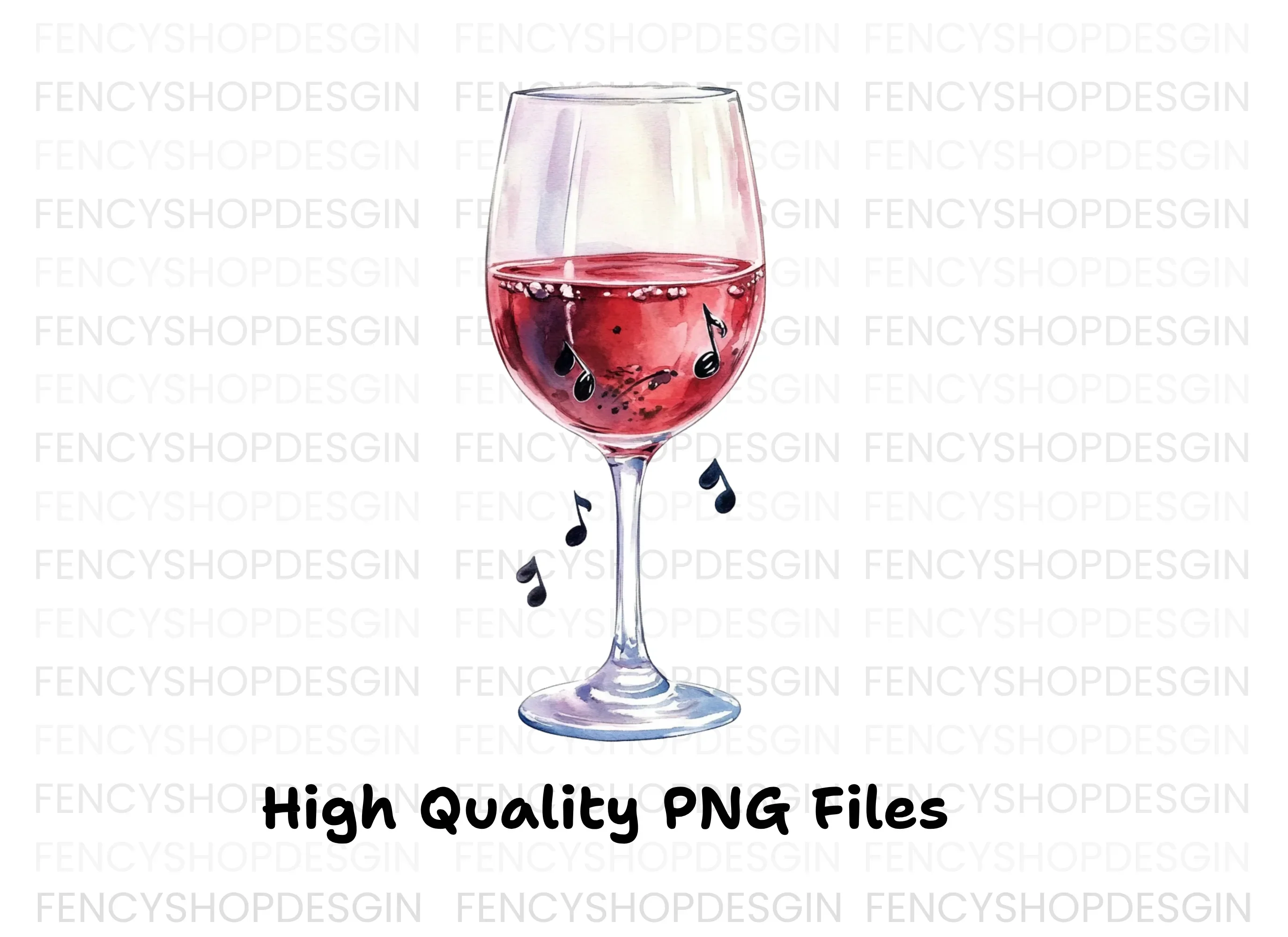 Red Wine Glass with Music Notes Clipart Bundle - Image 3