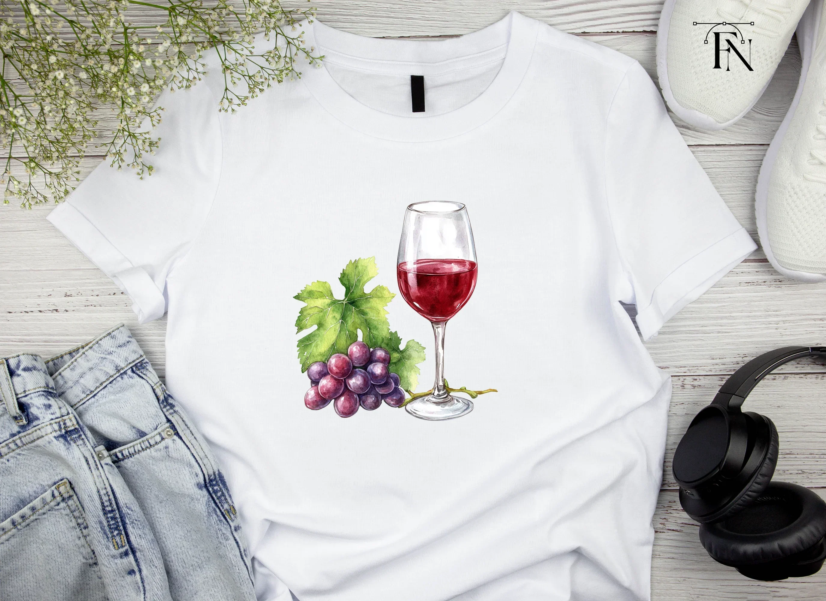Red Wine Glasses with Grapes Clipart Bundle - Image 5