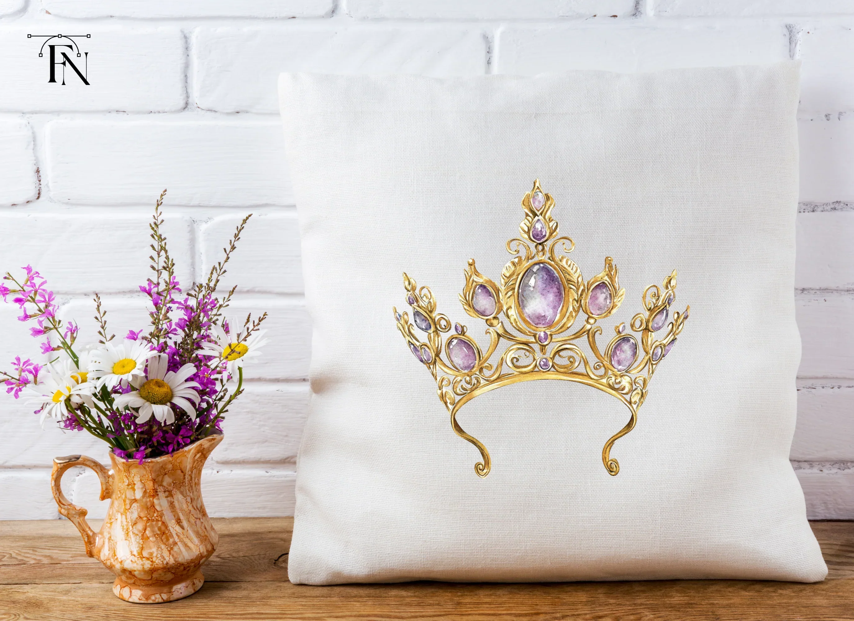 Regal Gold and Purple Tiara Clipart Bundle - Image 4
