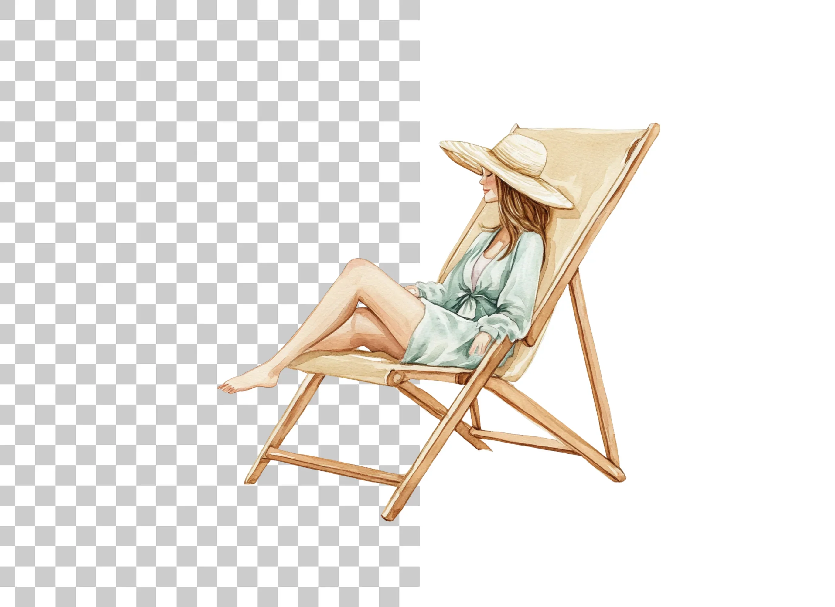 Relaxing Women on Beach Chairs Clipart Bundle - Image 2
