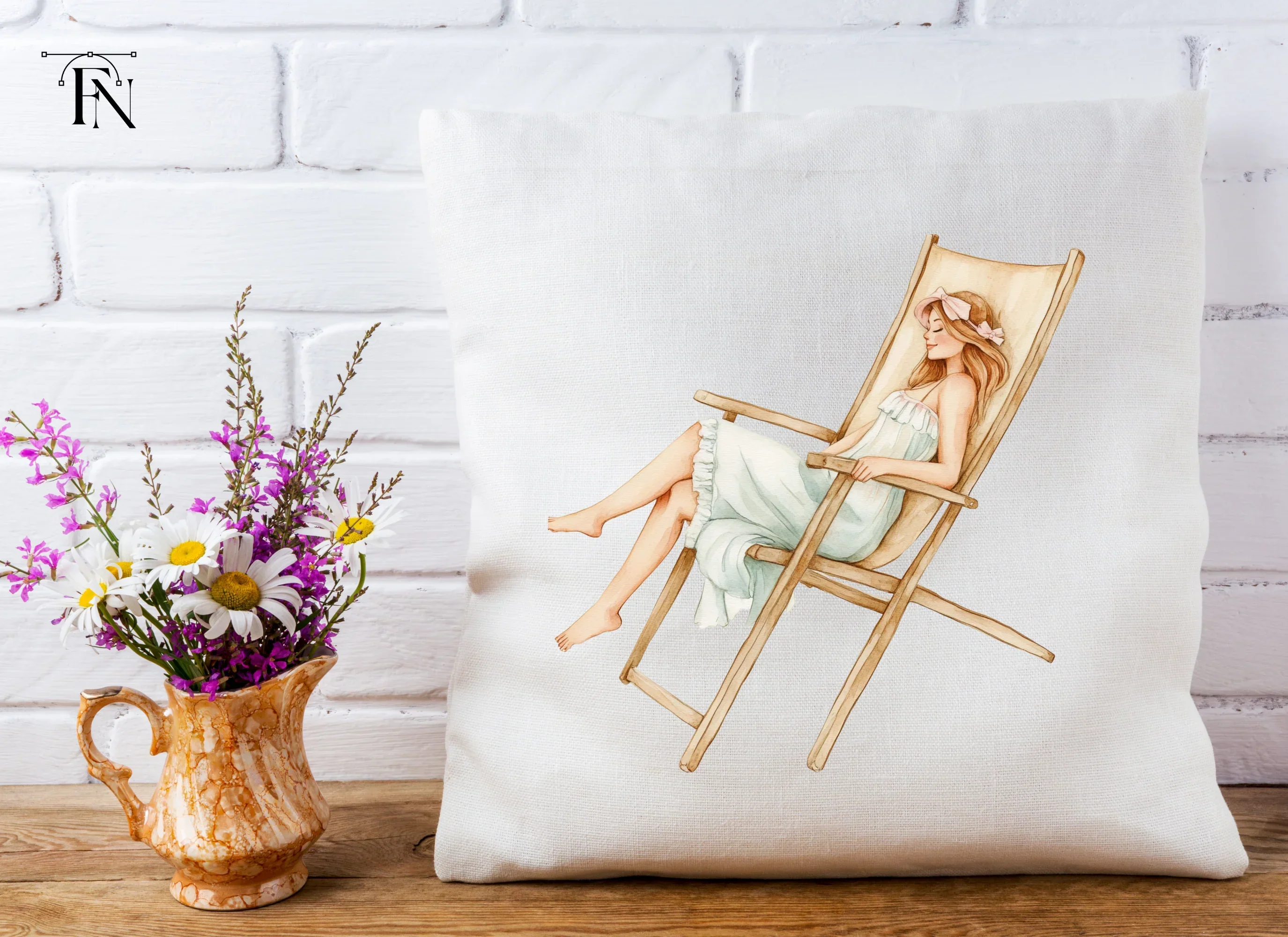Relaxing Women on Beach Chairs Clipart Bundle - Image 5