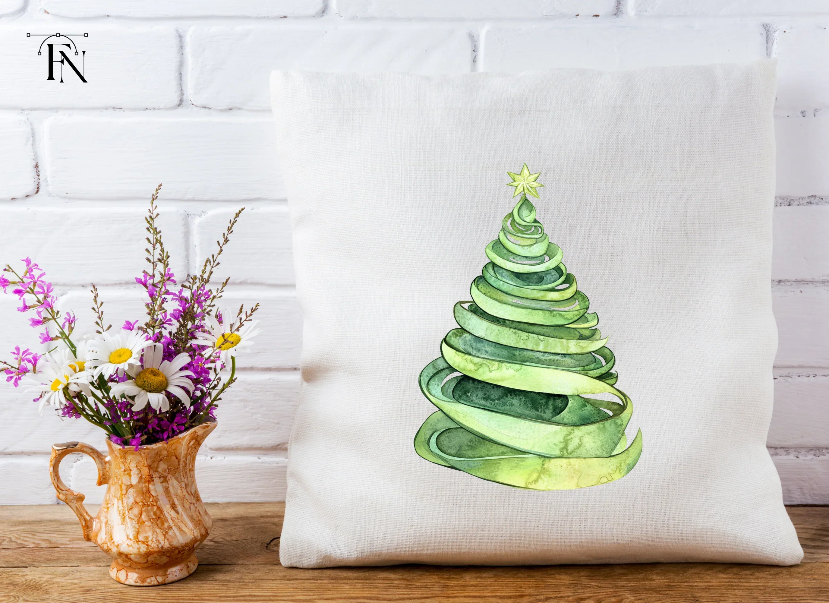 Ribbon Christmas Tree Clipart Bundle - Image 3