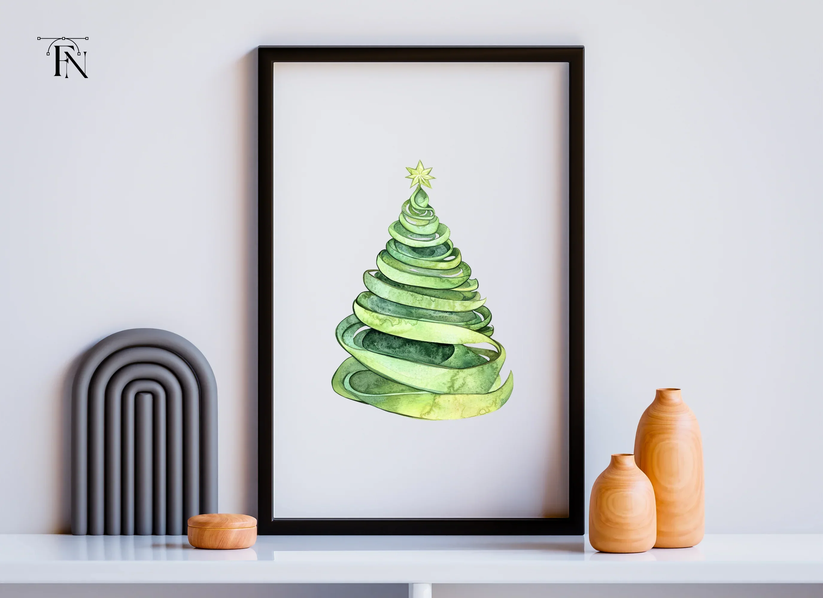 Ribbon Christmas Tree Clipart Bundle - Image 4
