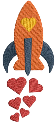 Rocket Embroidery Design