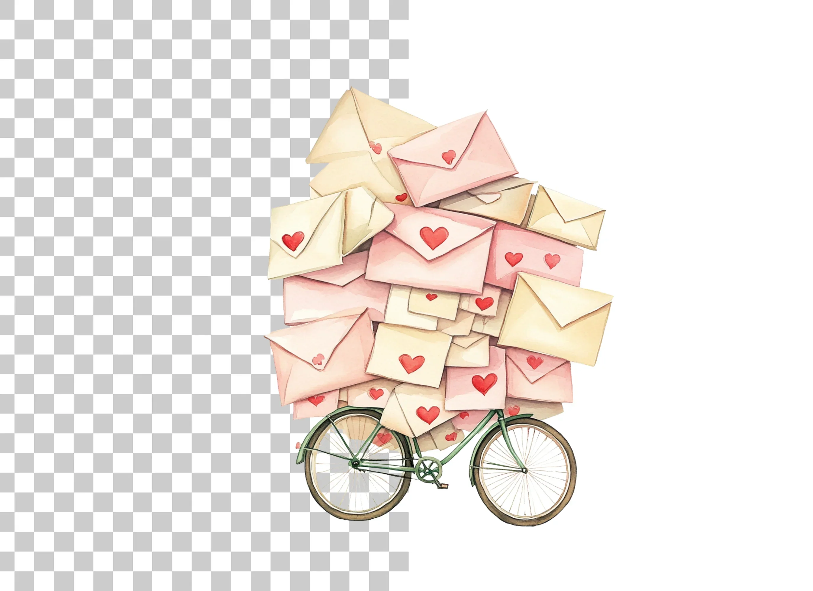 Romantic Bicycle Mail Clipart Bundle - Image 2