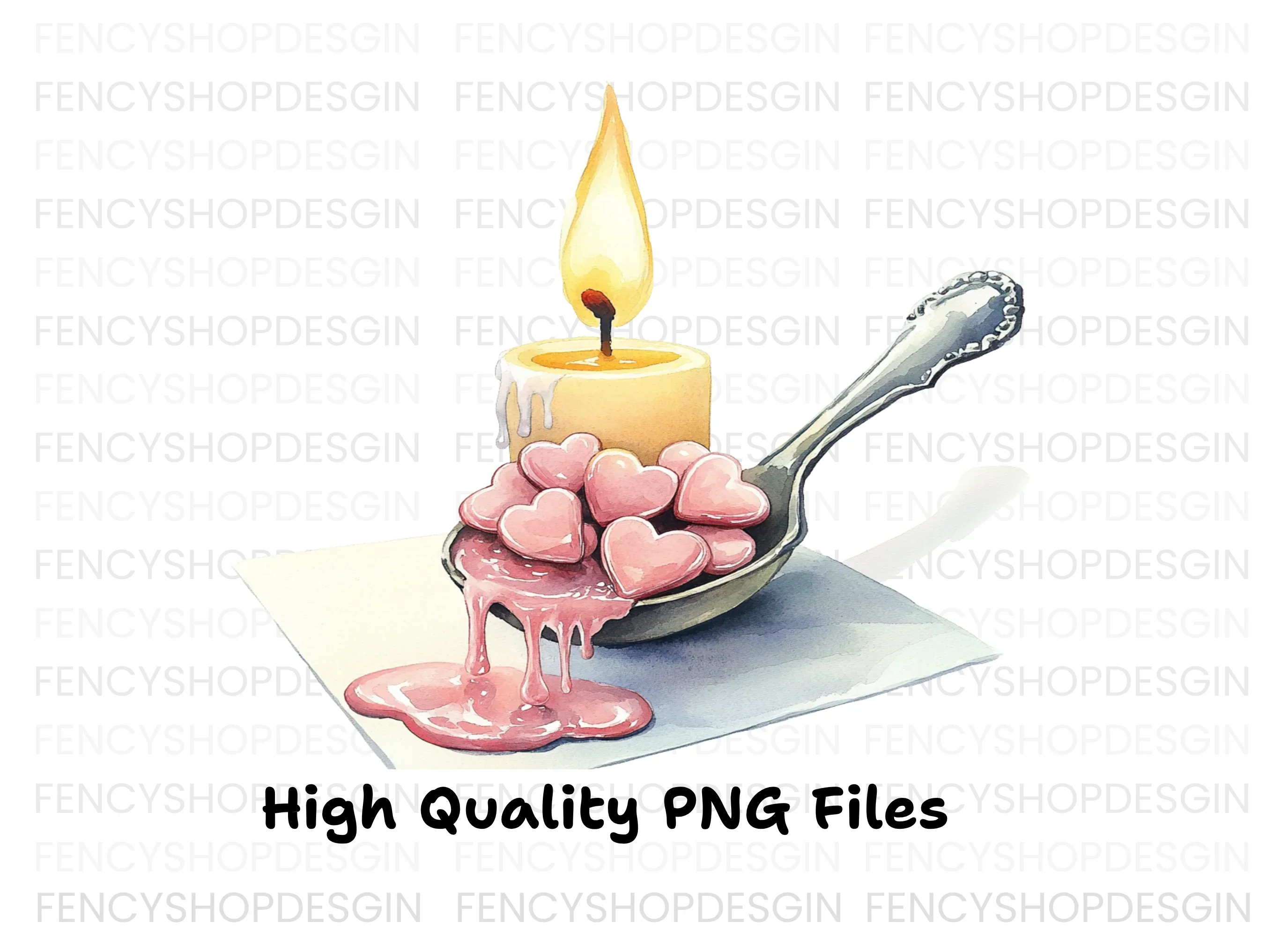 Romantic Candle Heart Clipart Bundle - Image 3