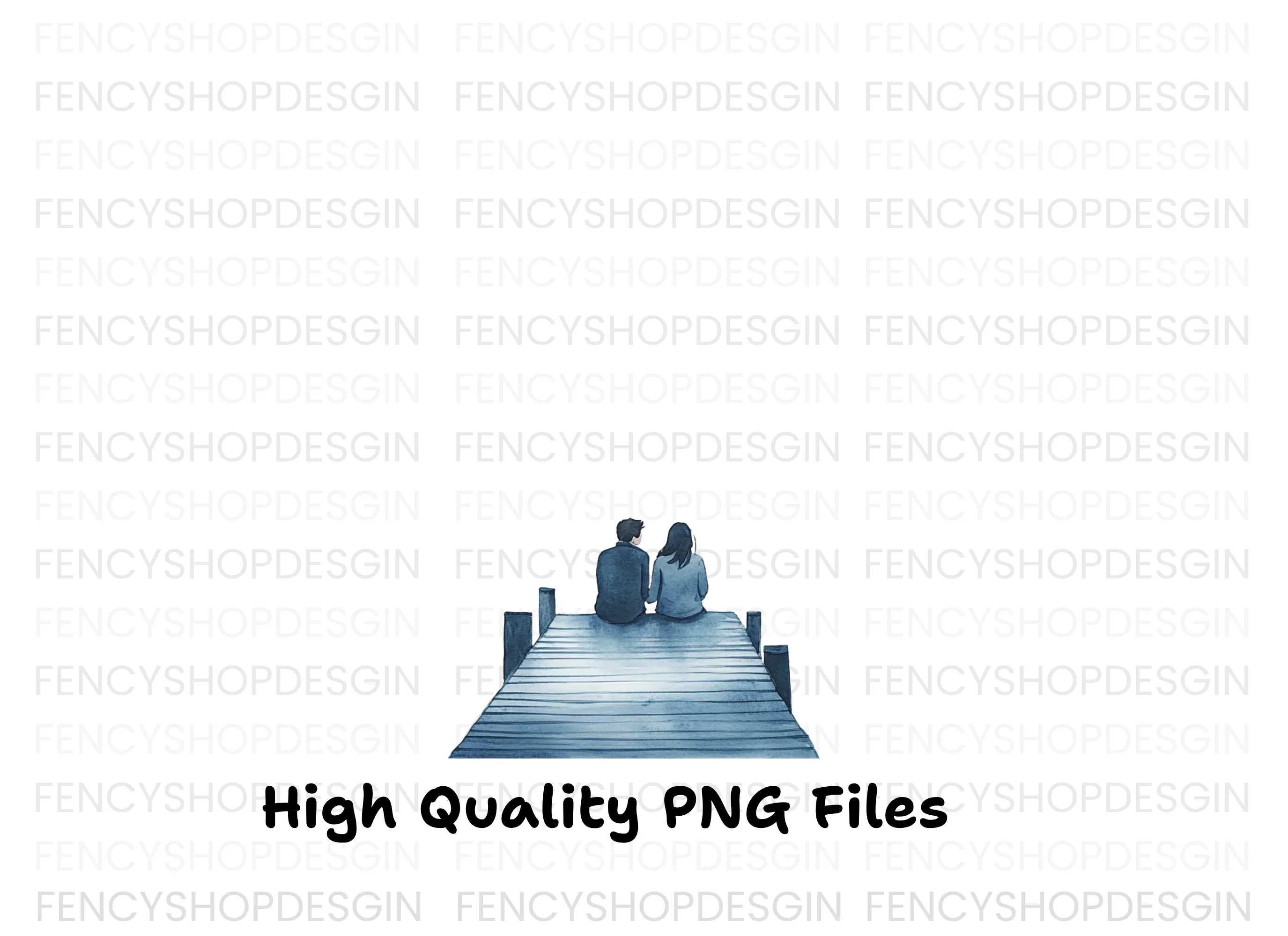 Romantic Couple on Dock Clipart Bundle - Image 2