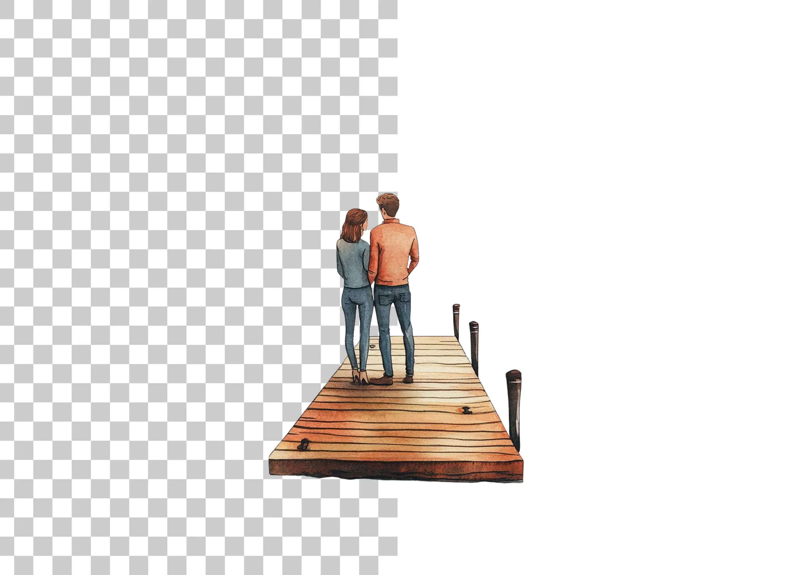 Romantic Couple on Dock Clipart Bundle - Image 5