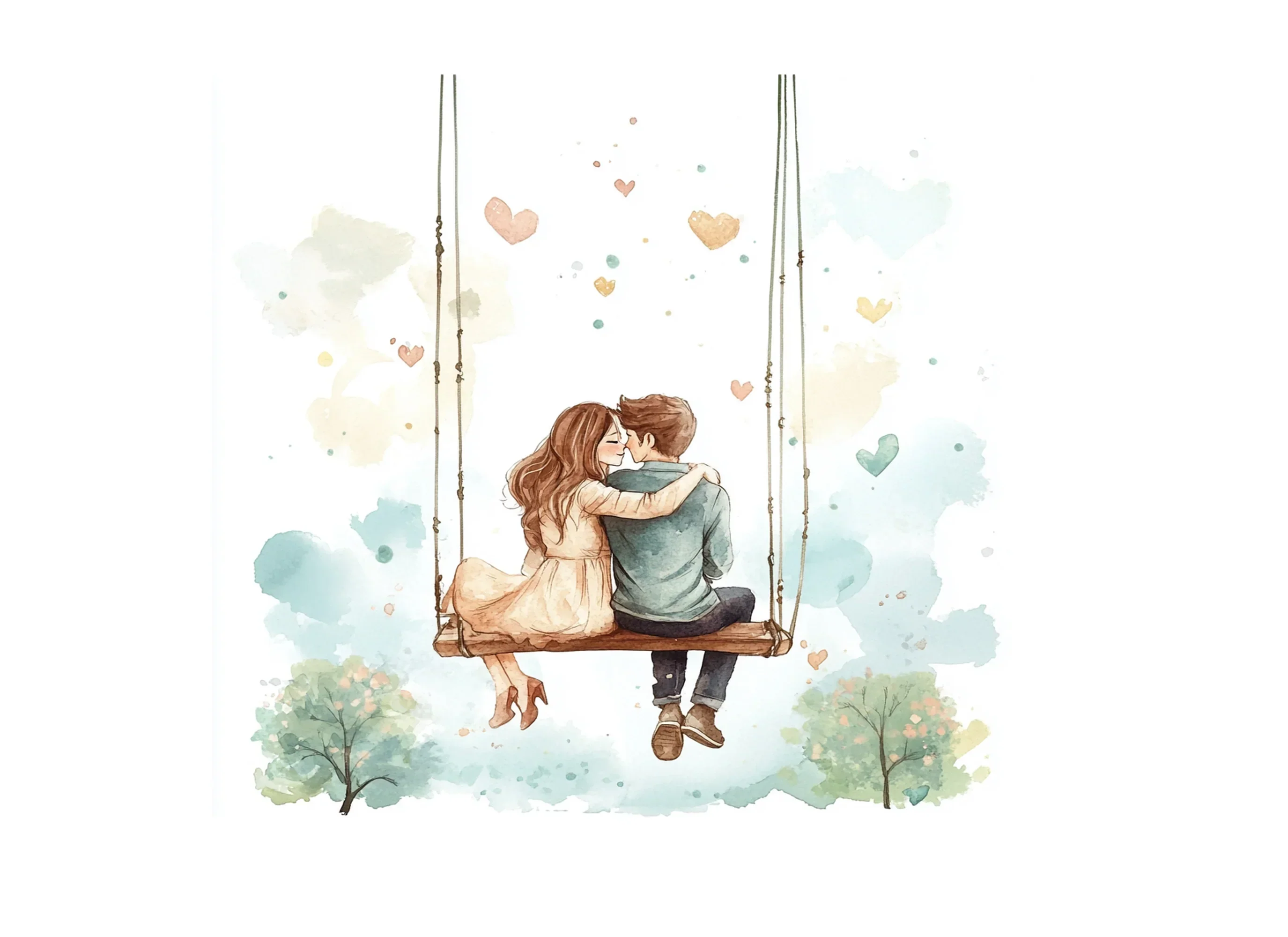 Romantic Couple on Swing Clipart Bundle - Image 3