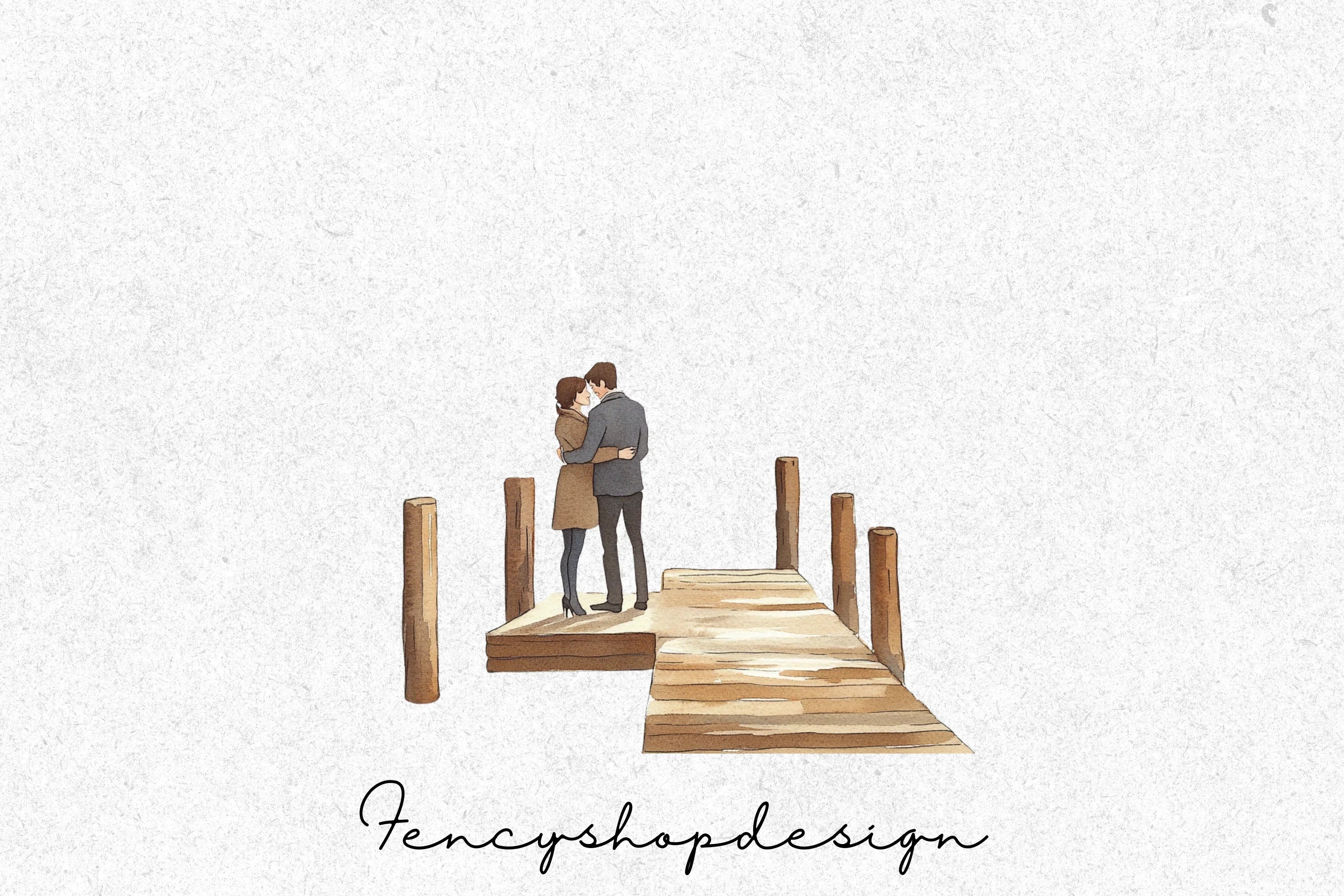 Romantic Couple Pier Clipart Bundle - Image 3