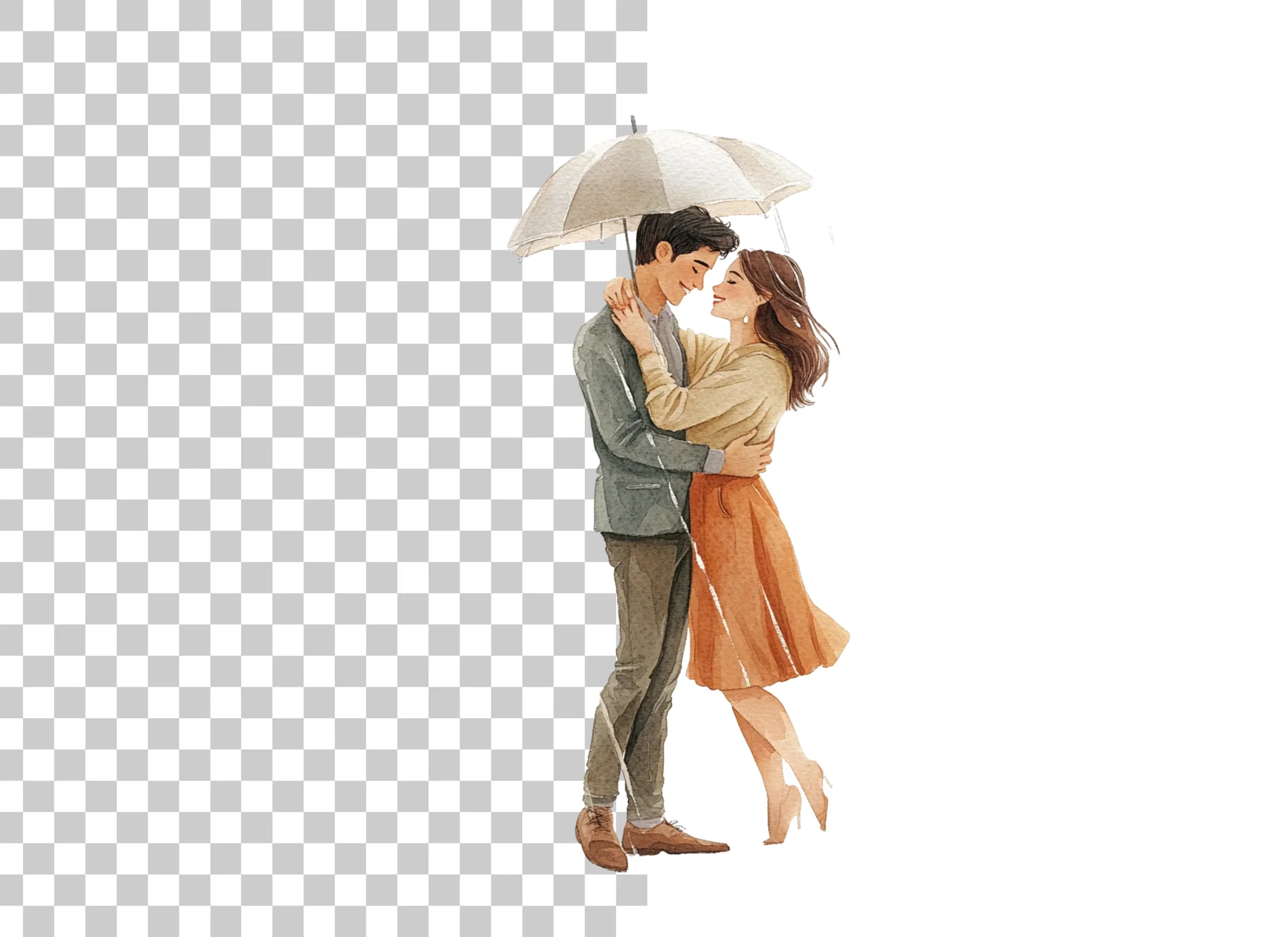 Romantic Couple Under Umbrella Clipart Bundle - Image 2