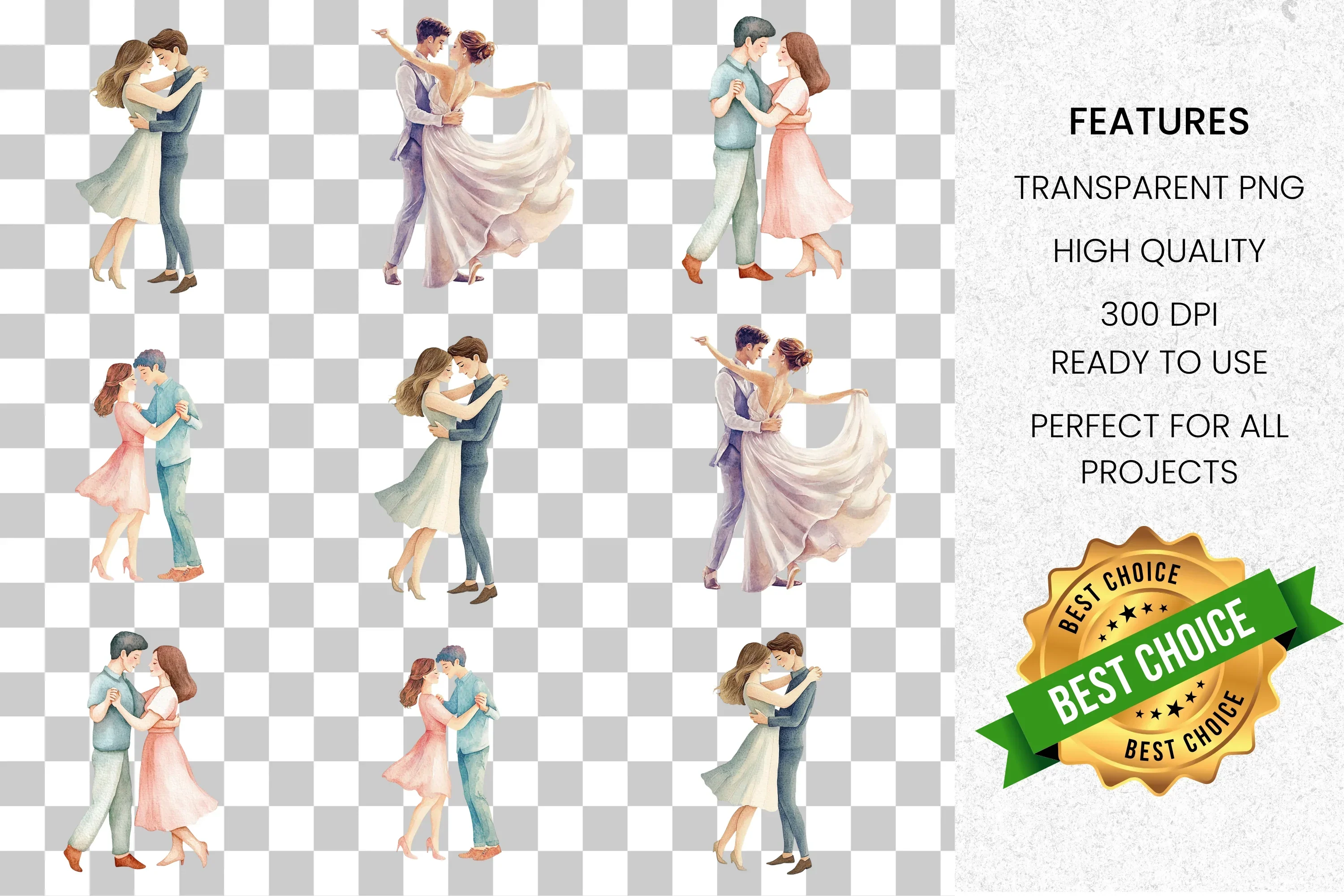 Romantic Dancing Couples Clipart Bundle - Image 2