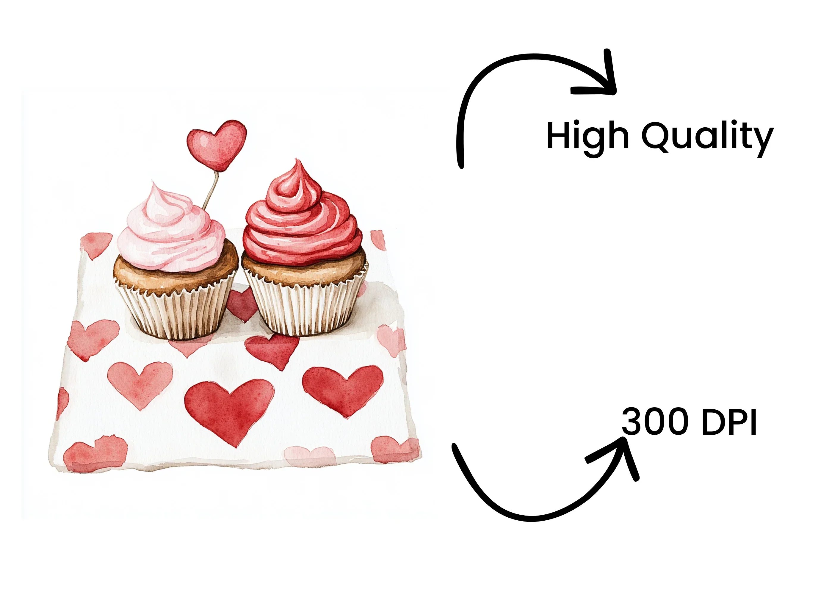Romantic Heart Cupcakes Clipart Bundle - Image 4