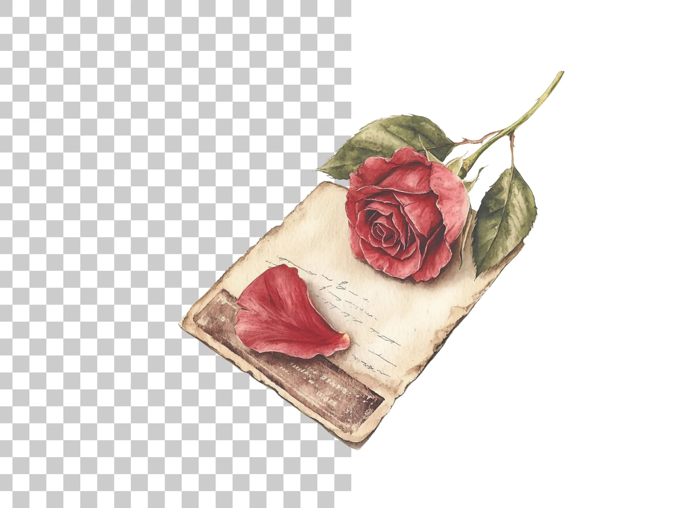 Romantic Red Roses Letters Clipart Bundle - Image 2